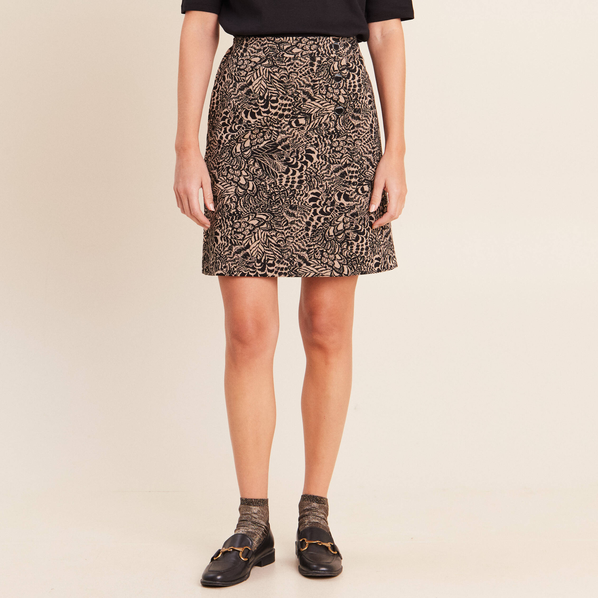 Jupe jacquard taille standard beige femme