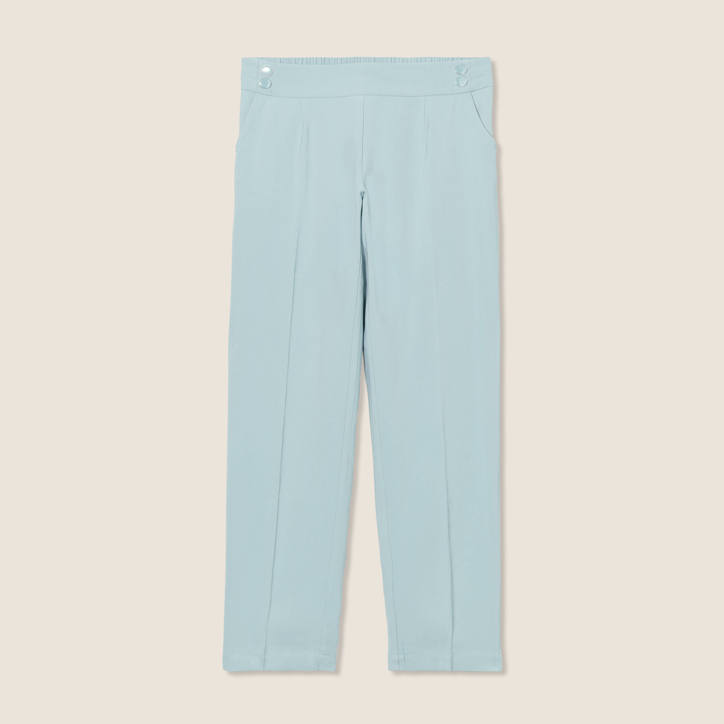 Pantalon flou 7/8ème bleu gris femme