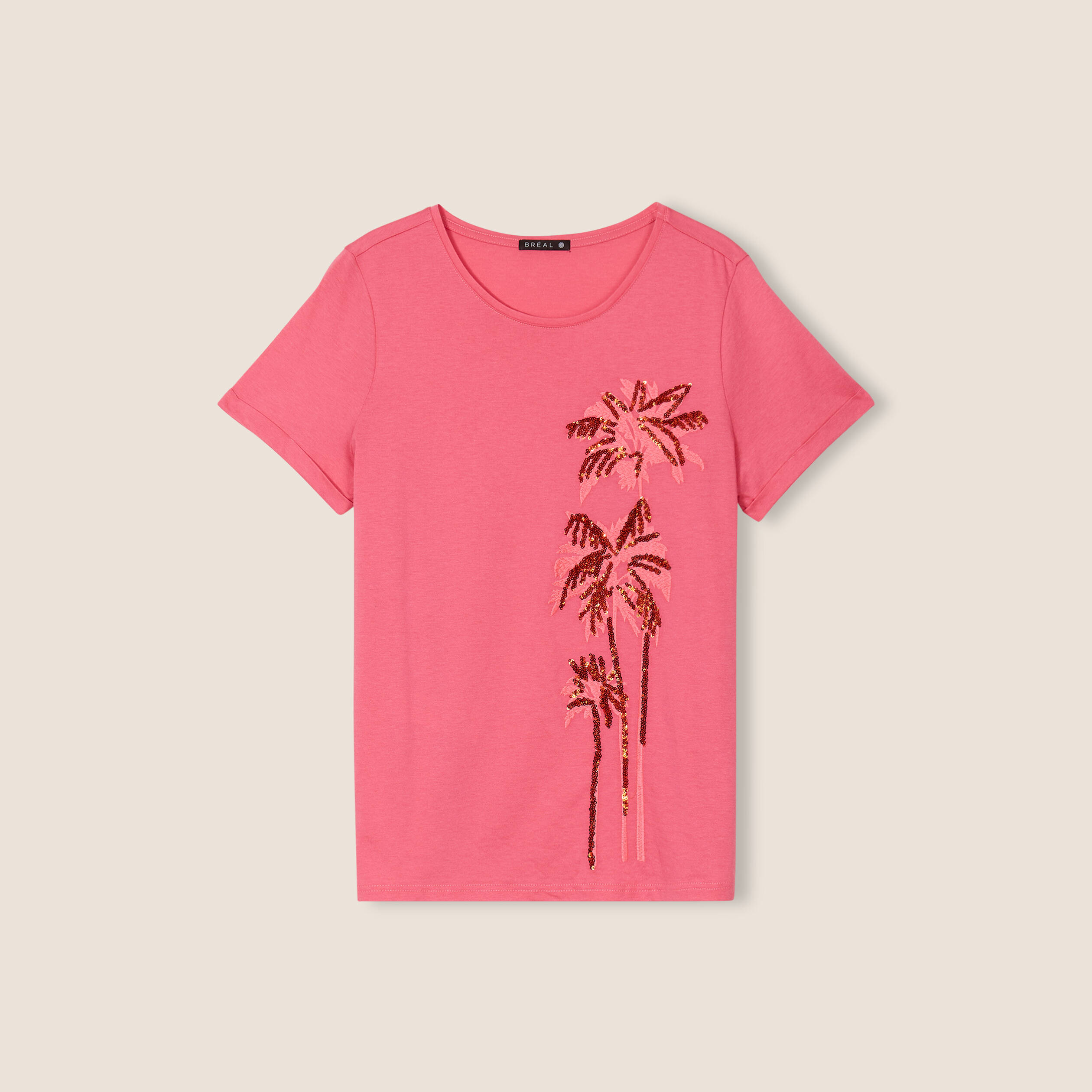 T-shirt manches courtes rose fushia femme