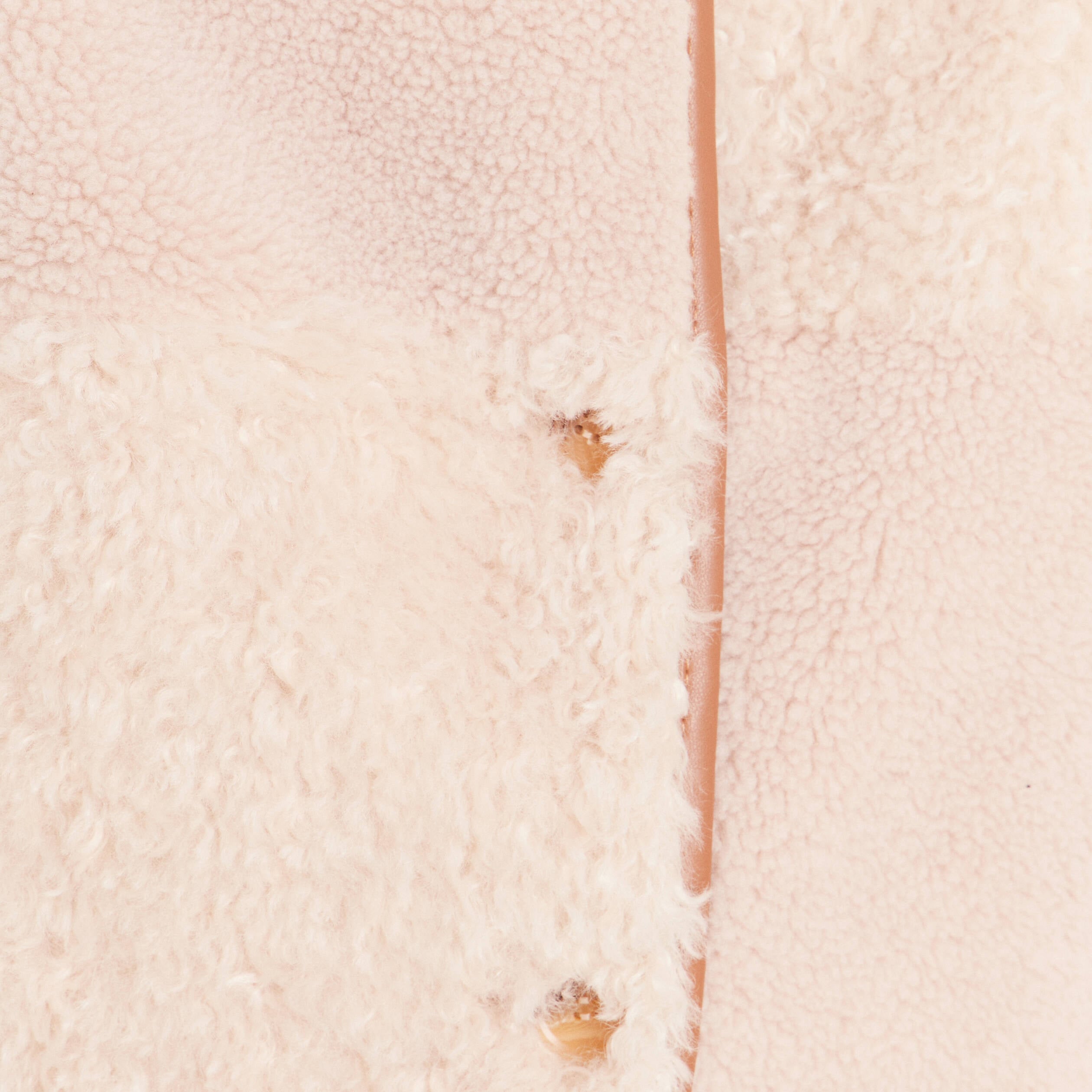 Manteau manches longues fausse fourrure ecru femme