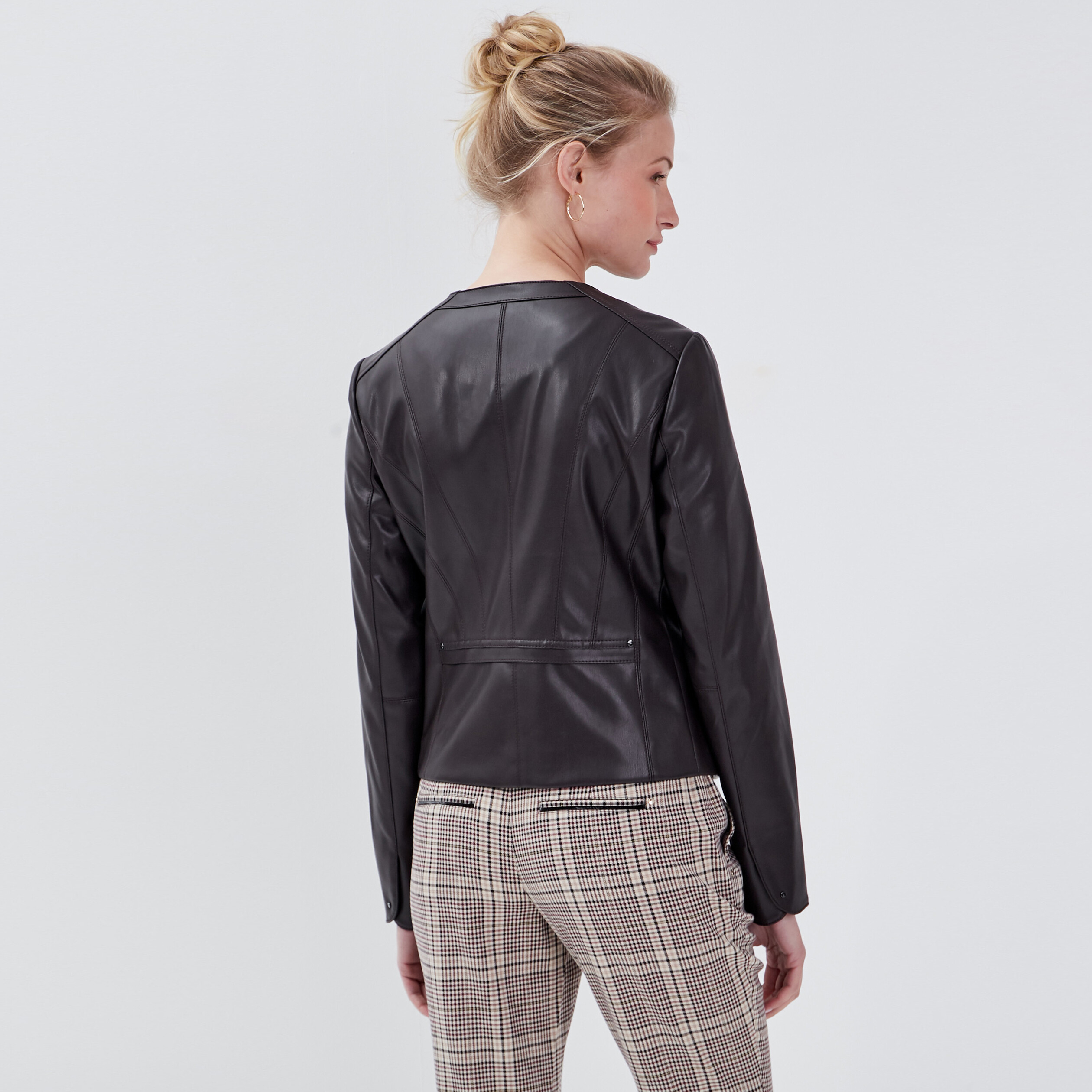 Veste cintrée zippée marron femme