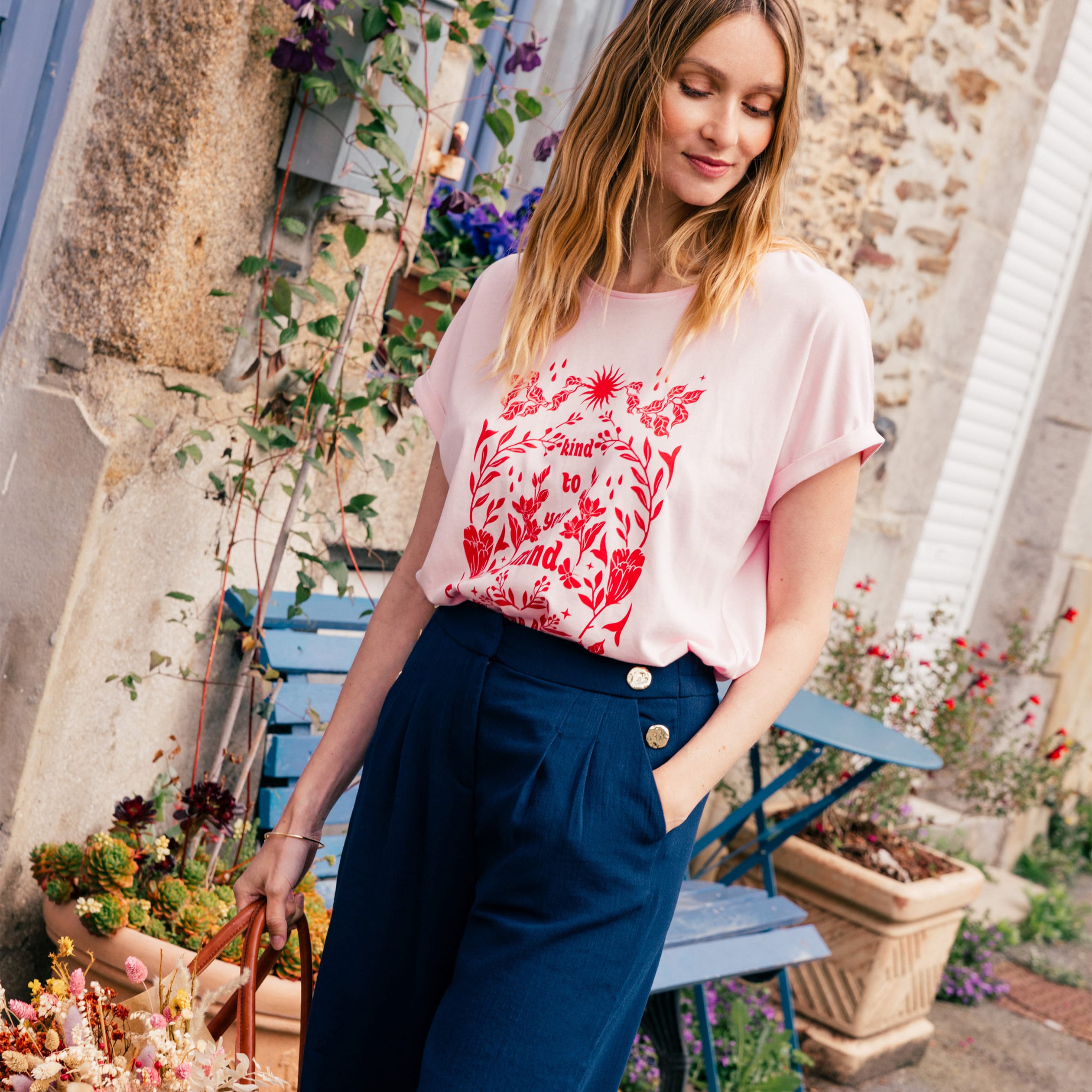 T-shirt manches courtes rose femme