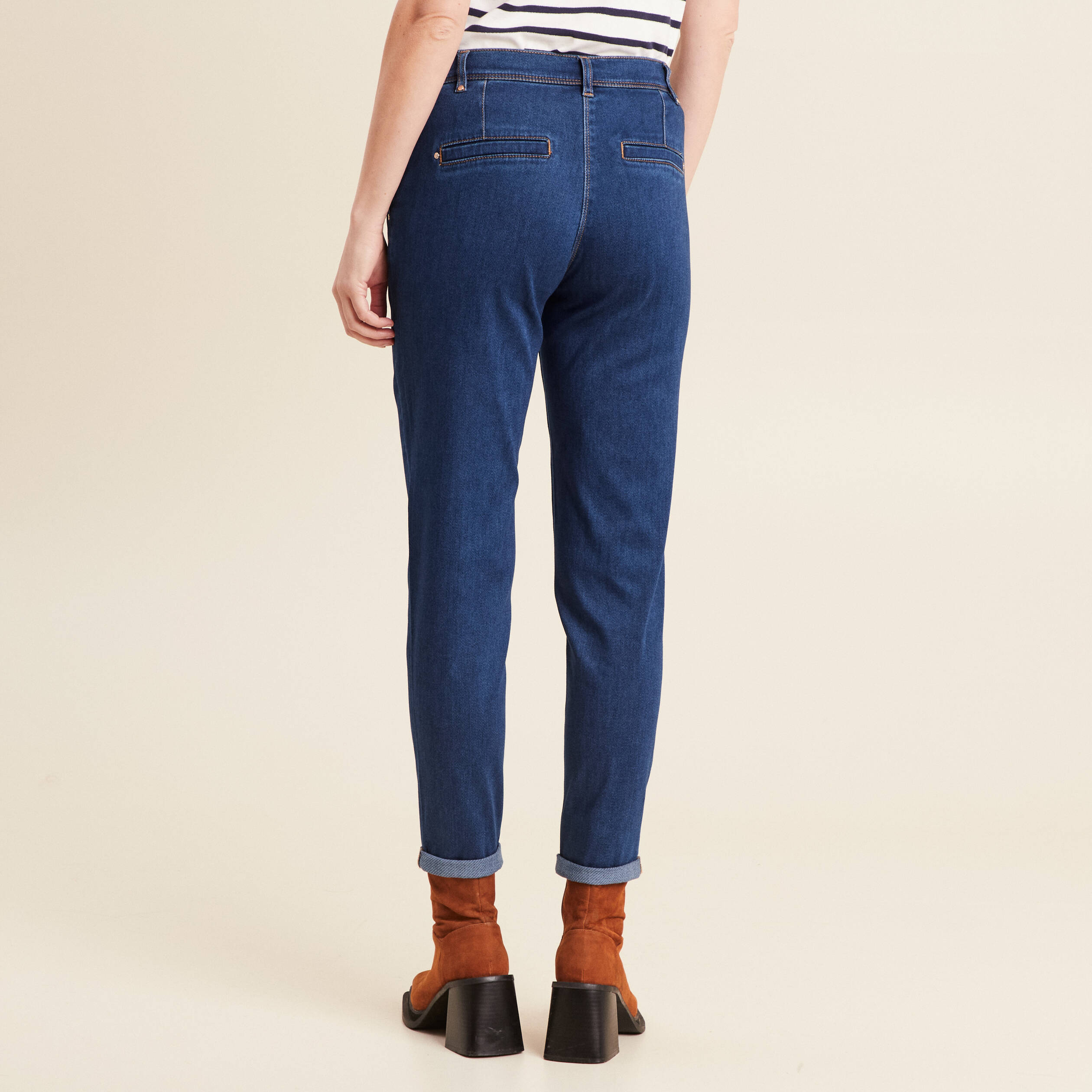 Jean chino 7/8ème denim stone femme