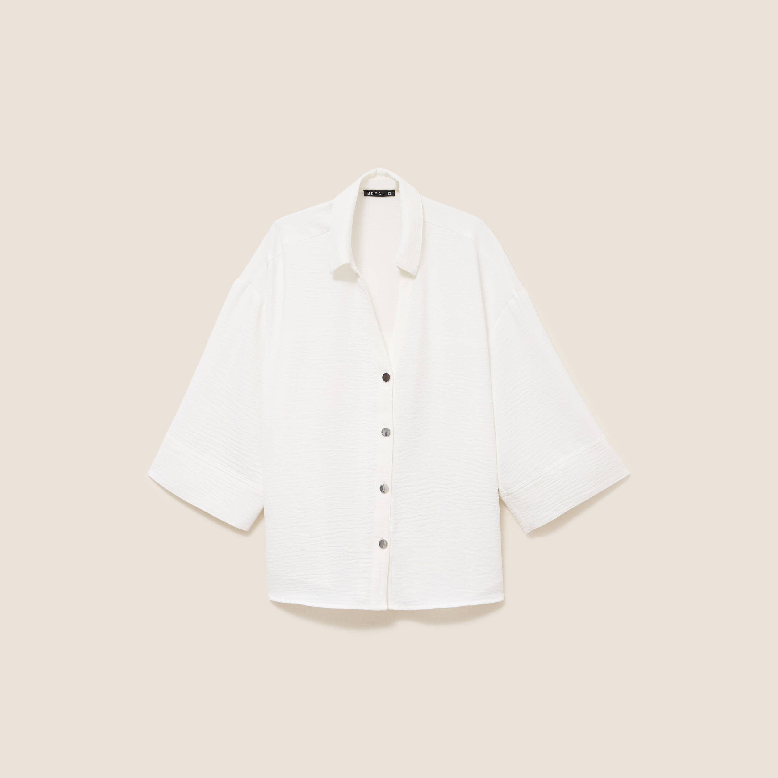 Chemise col chemise manches 3/4 ecru femme