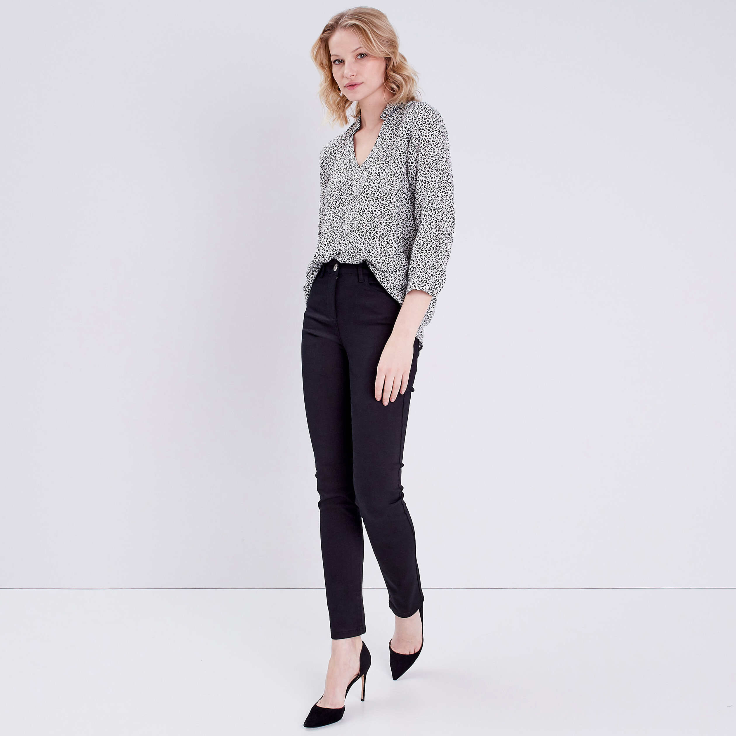 Blouse manches 3/4 noir femme