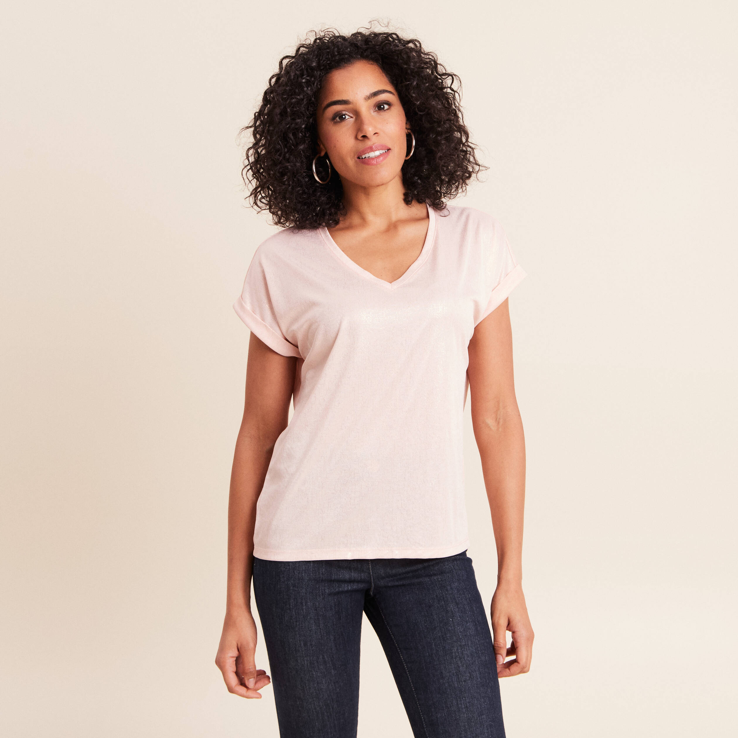 T-shirt manches courtes vieux rose femme