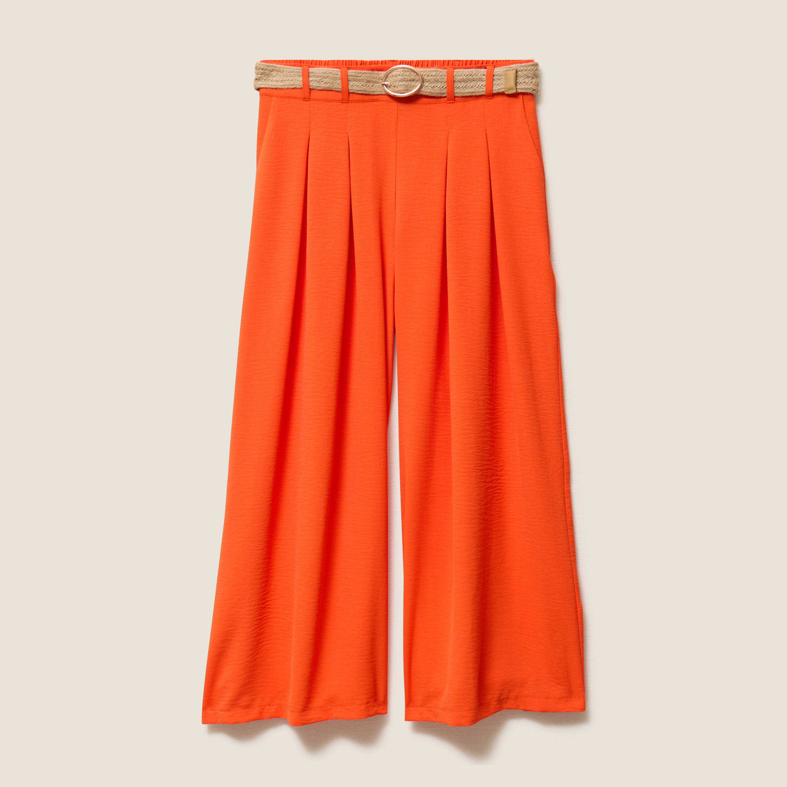 pantalon jupe culotte large orange corail femme Pantalon jupe-culotte large orange corail femme