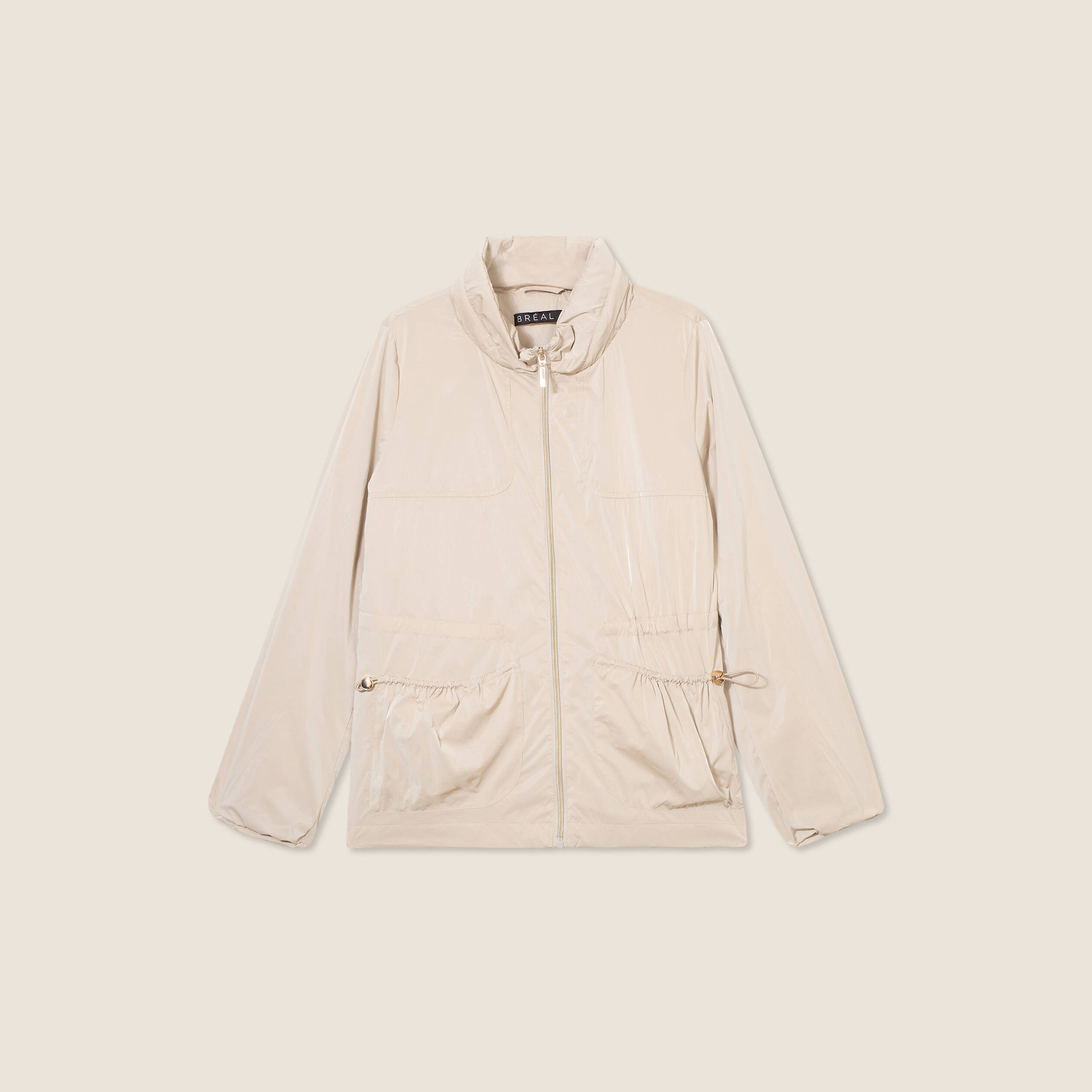 Coupe-vent court zippé sable femme