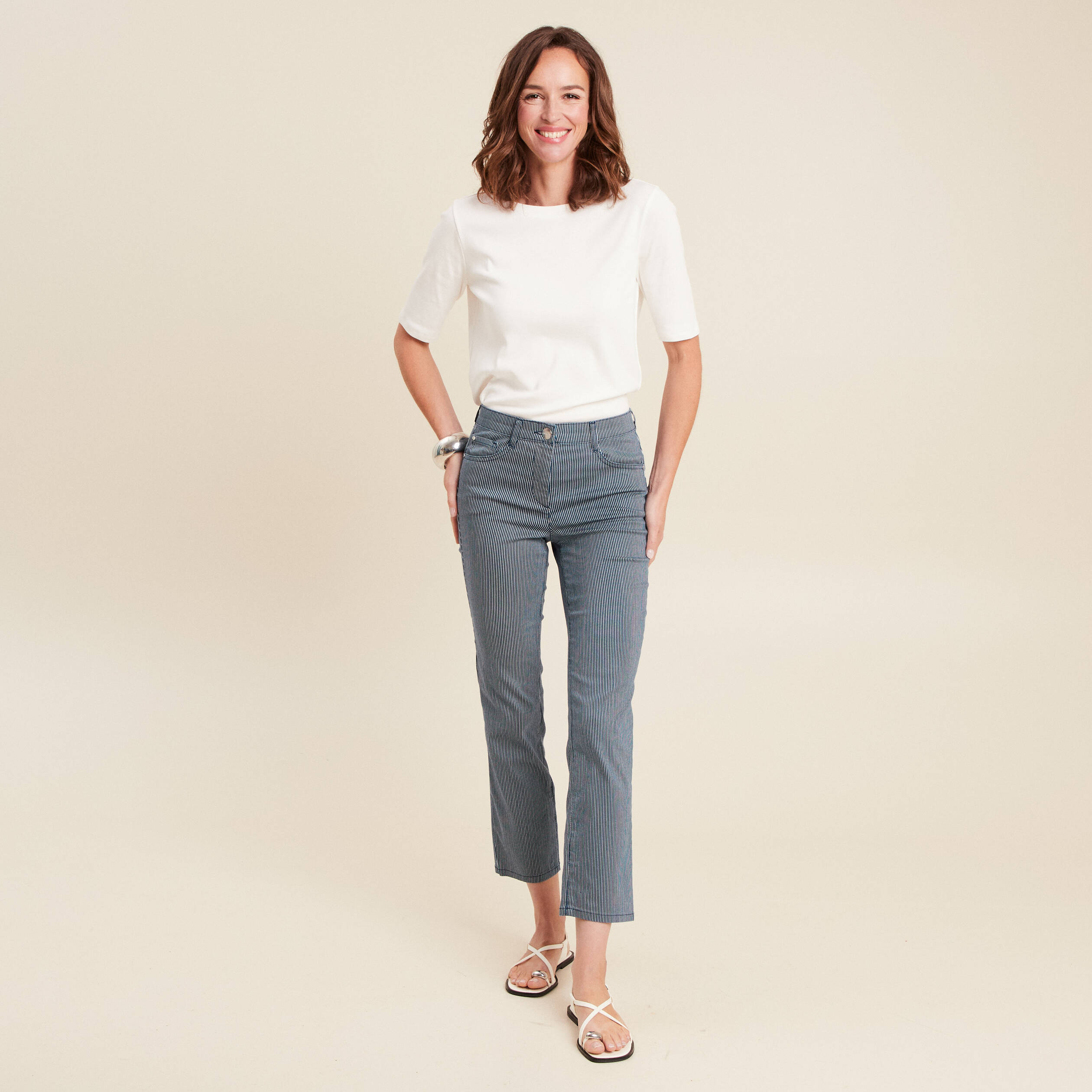 Pantalon magique Le L&eacute;ger coupe droite bleu marine femme