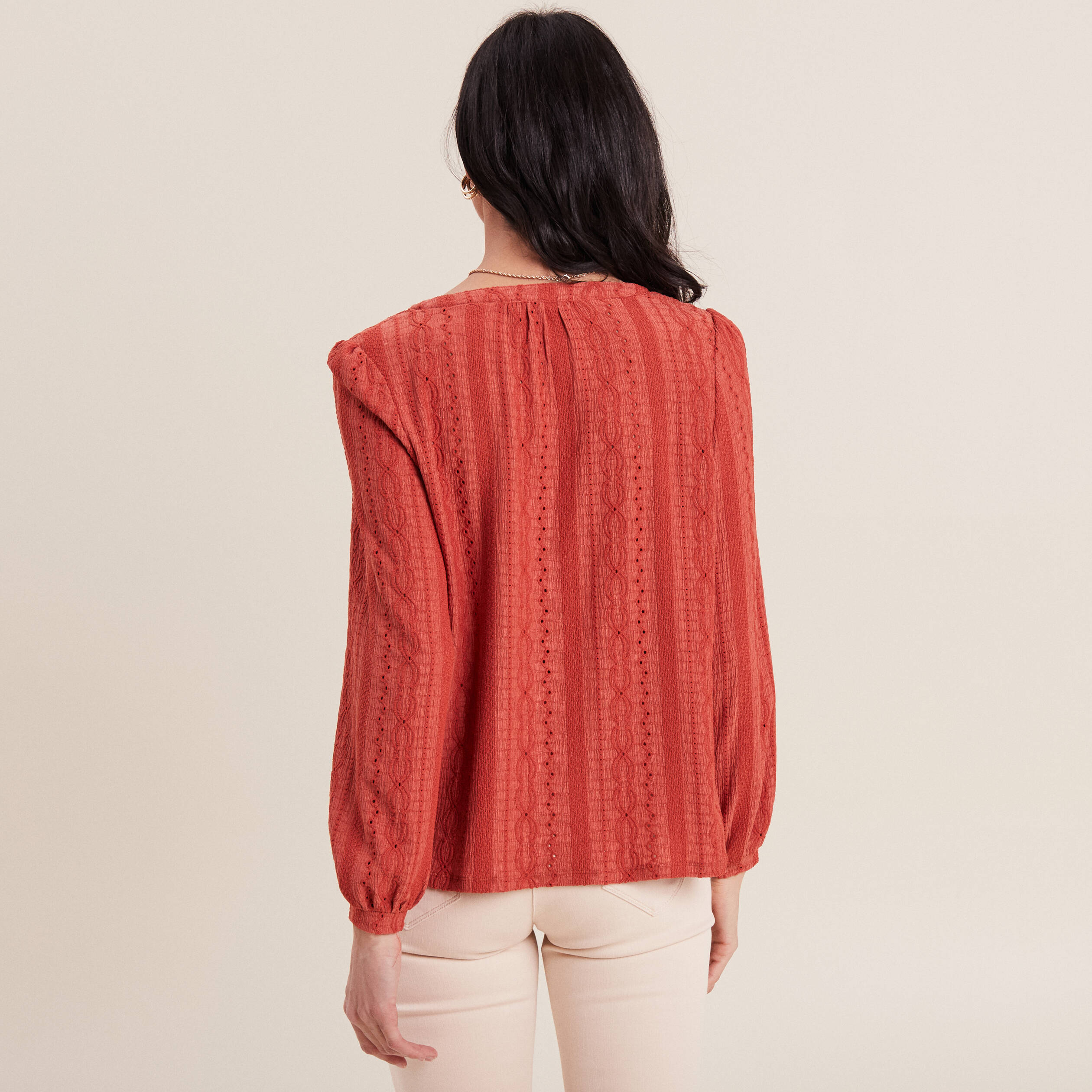 Blouse manches longues vieux rose femme