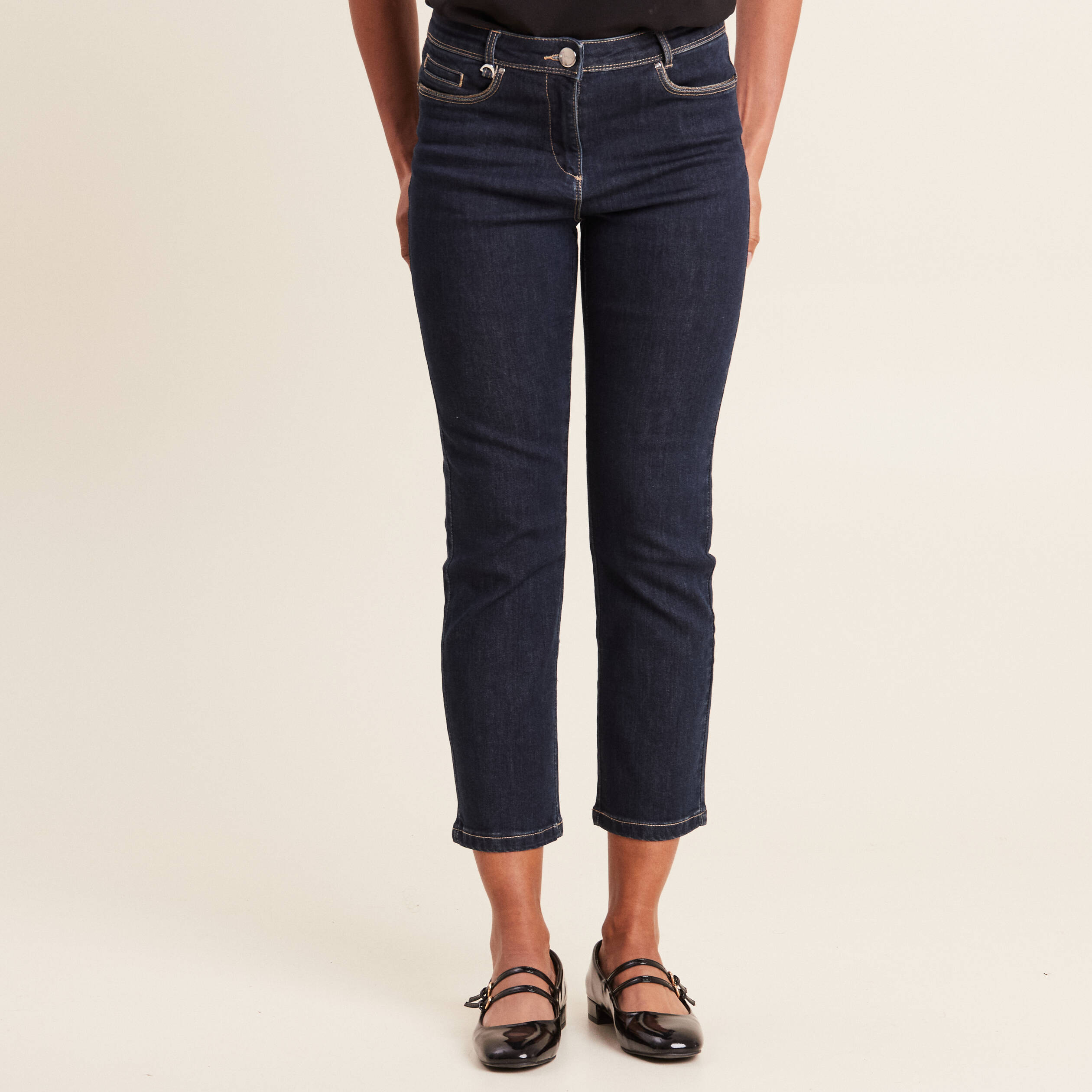 Jean droit 7/8ème denim brut femme