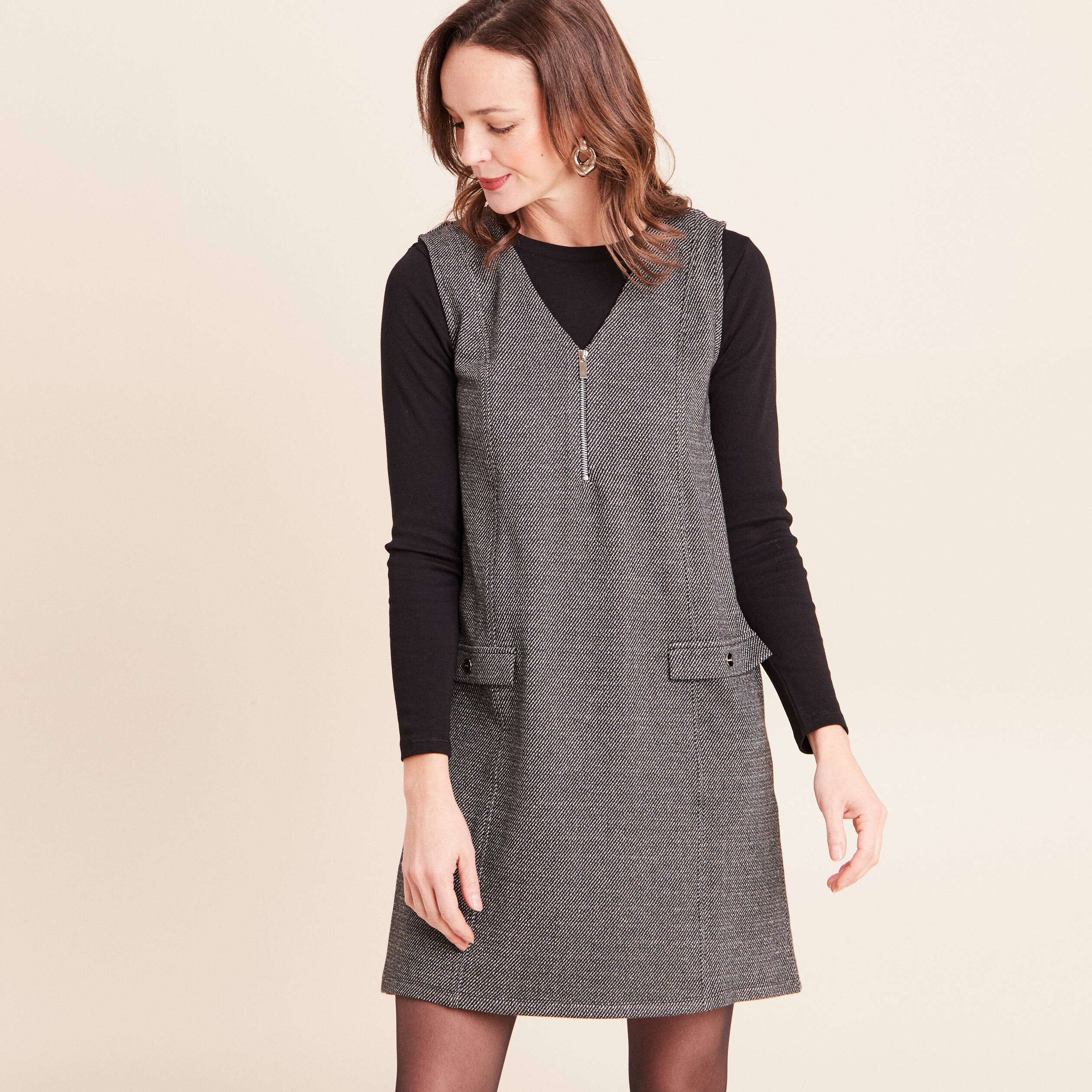 Robe chasuble gris femme