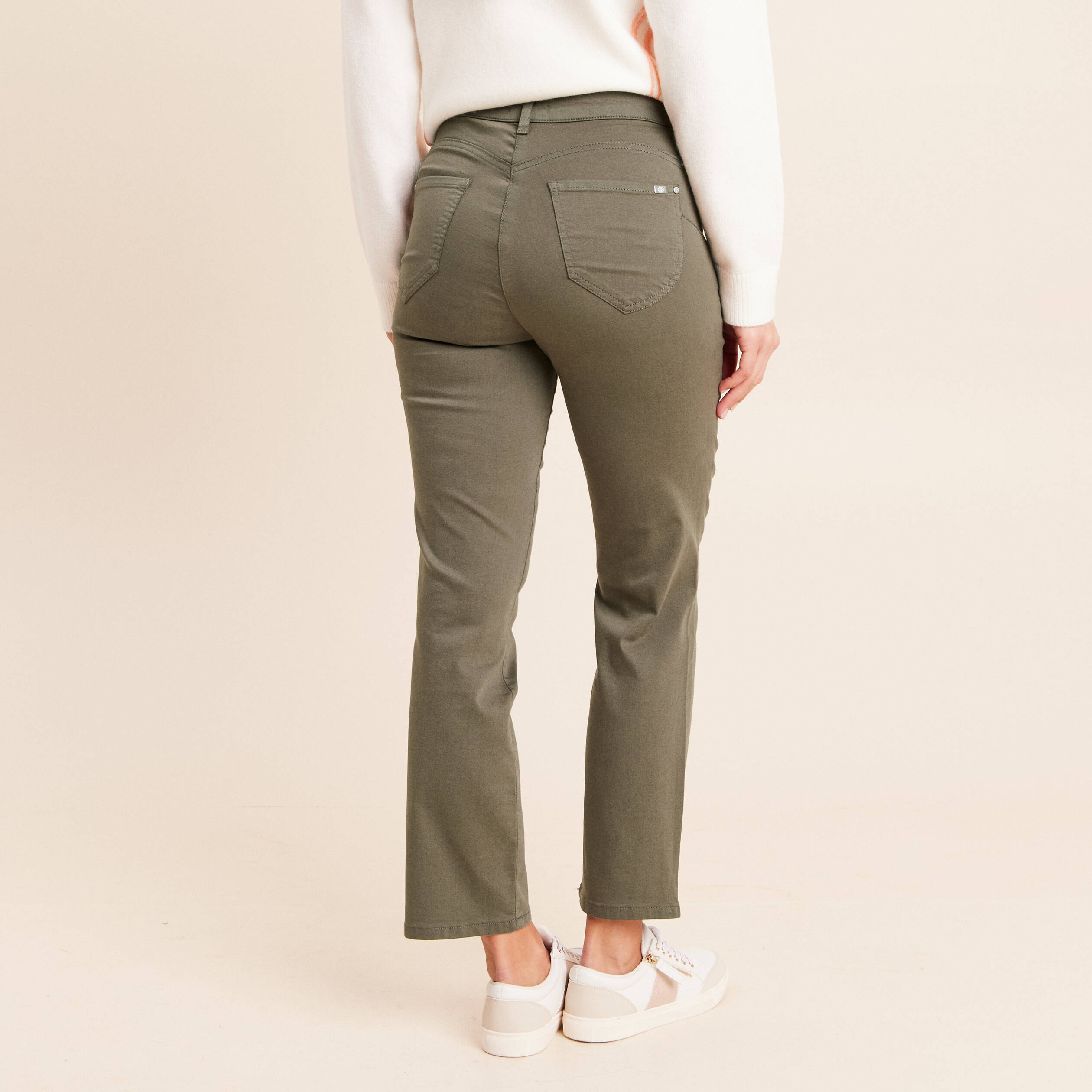 Pantalon magique Le L&eacute;ger coupe droite vert kaki femme