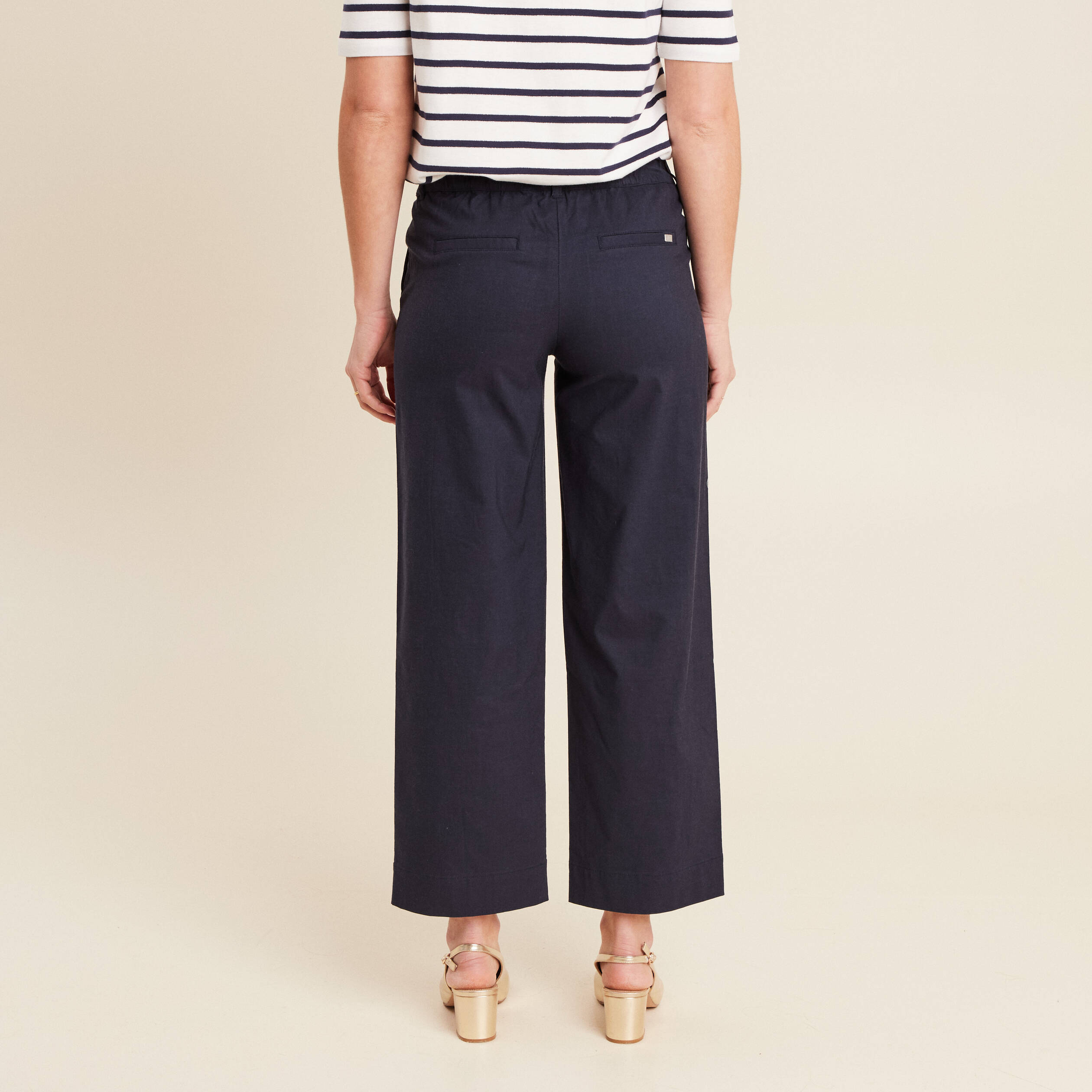 Pantalon large 7/8ème bleu foncé femme
