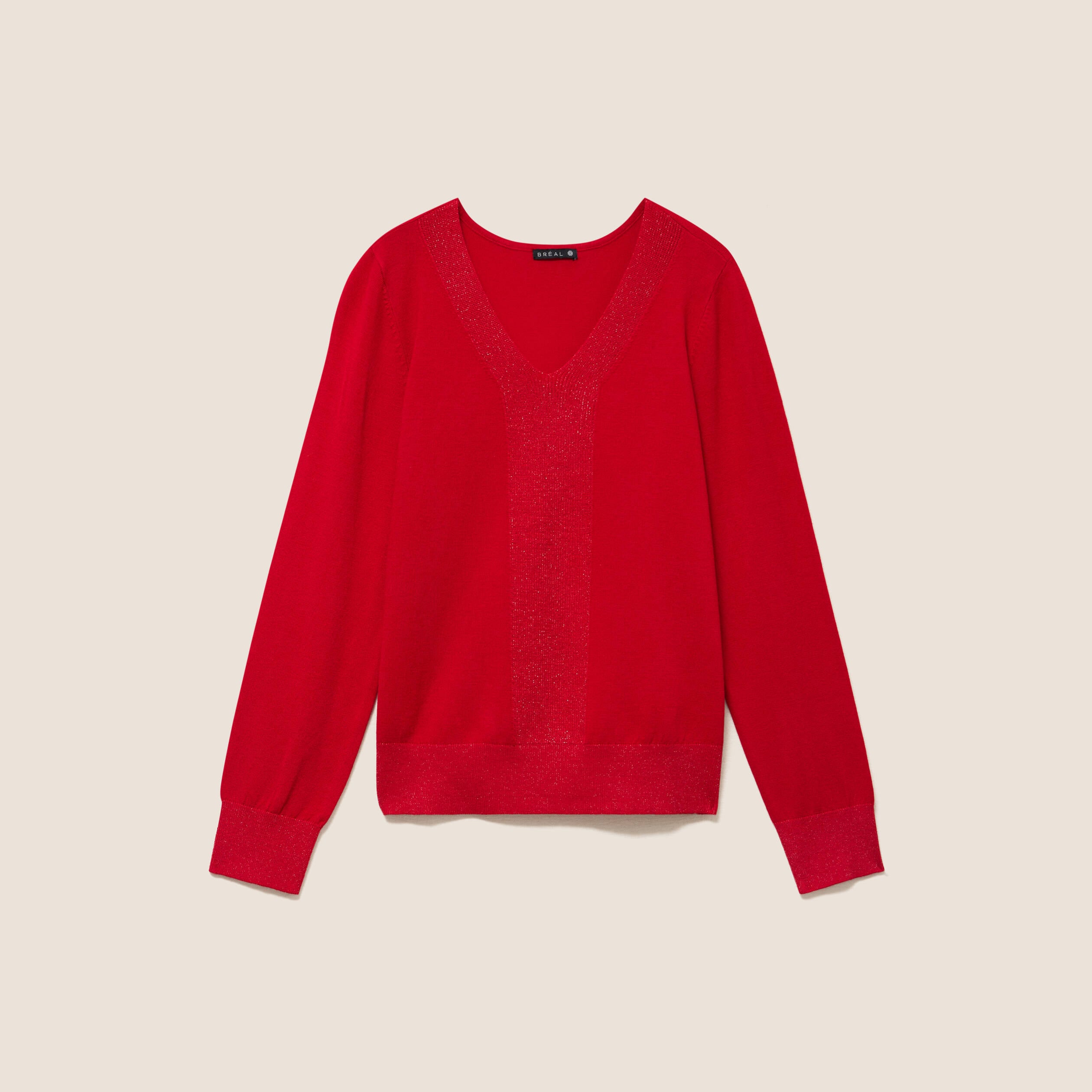 Pull manches longues rouge femme