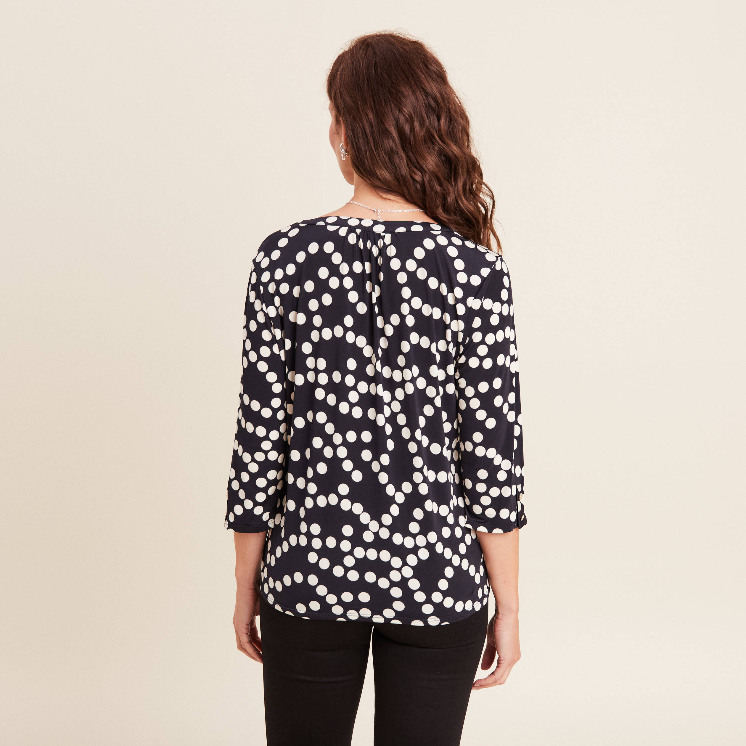 Blouse manches 3/4 noir femme