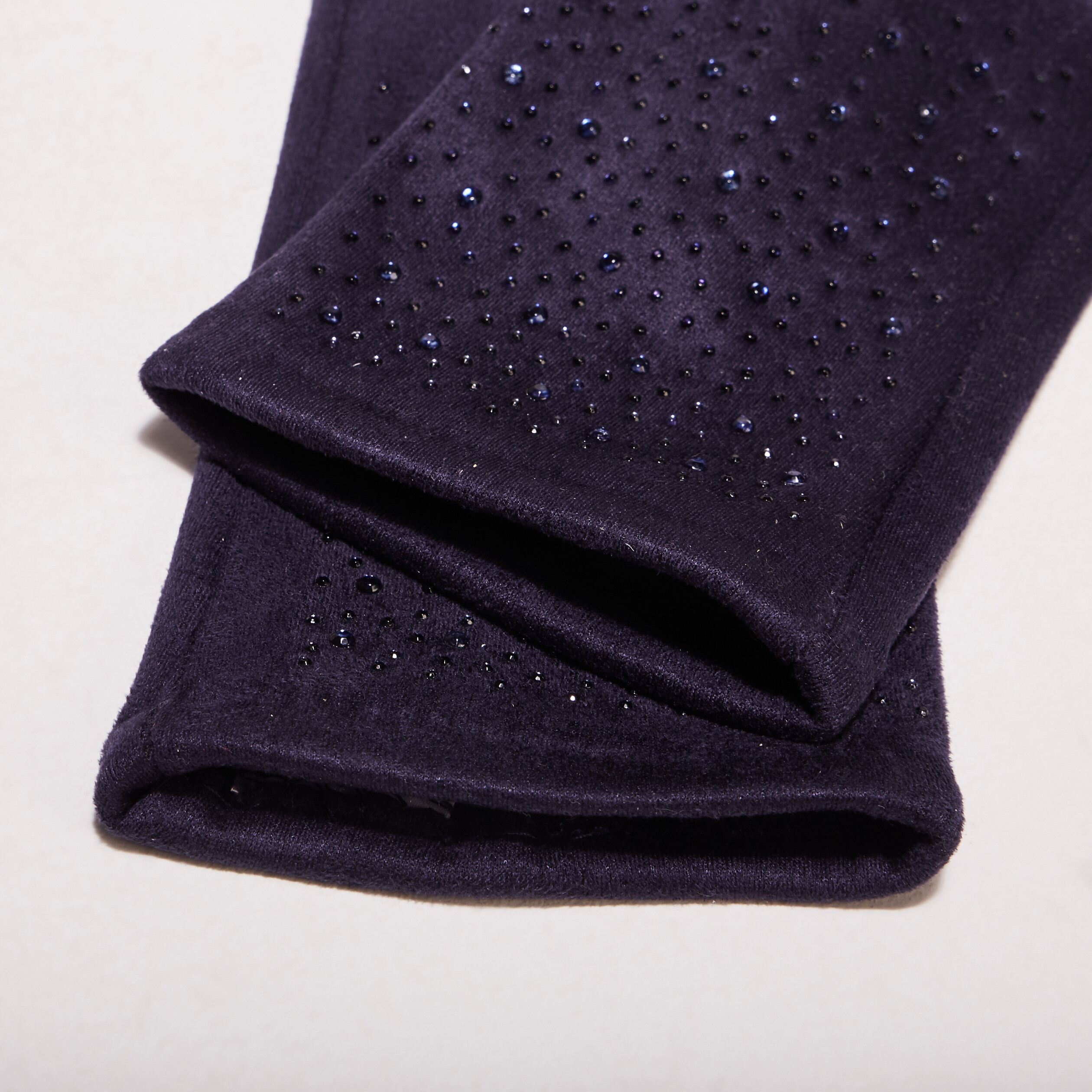 Gants avec strass bleu foncé femme
