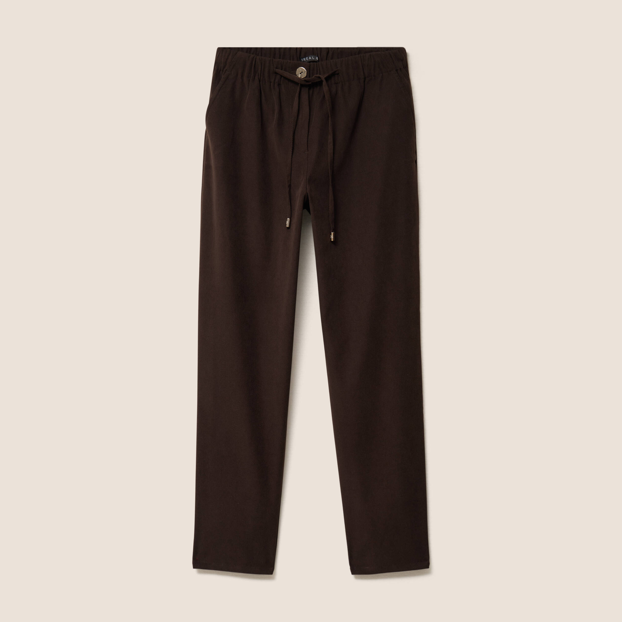 Jogging boyfriend 7/8&egrave;me en velours marron fonc&eacute; femme