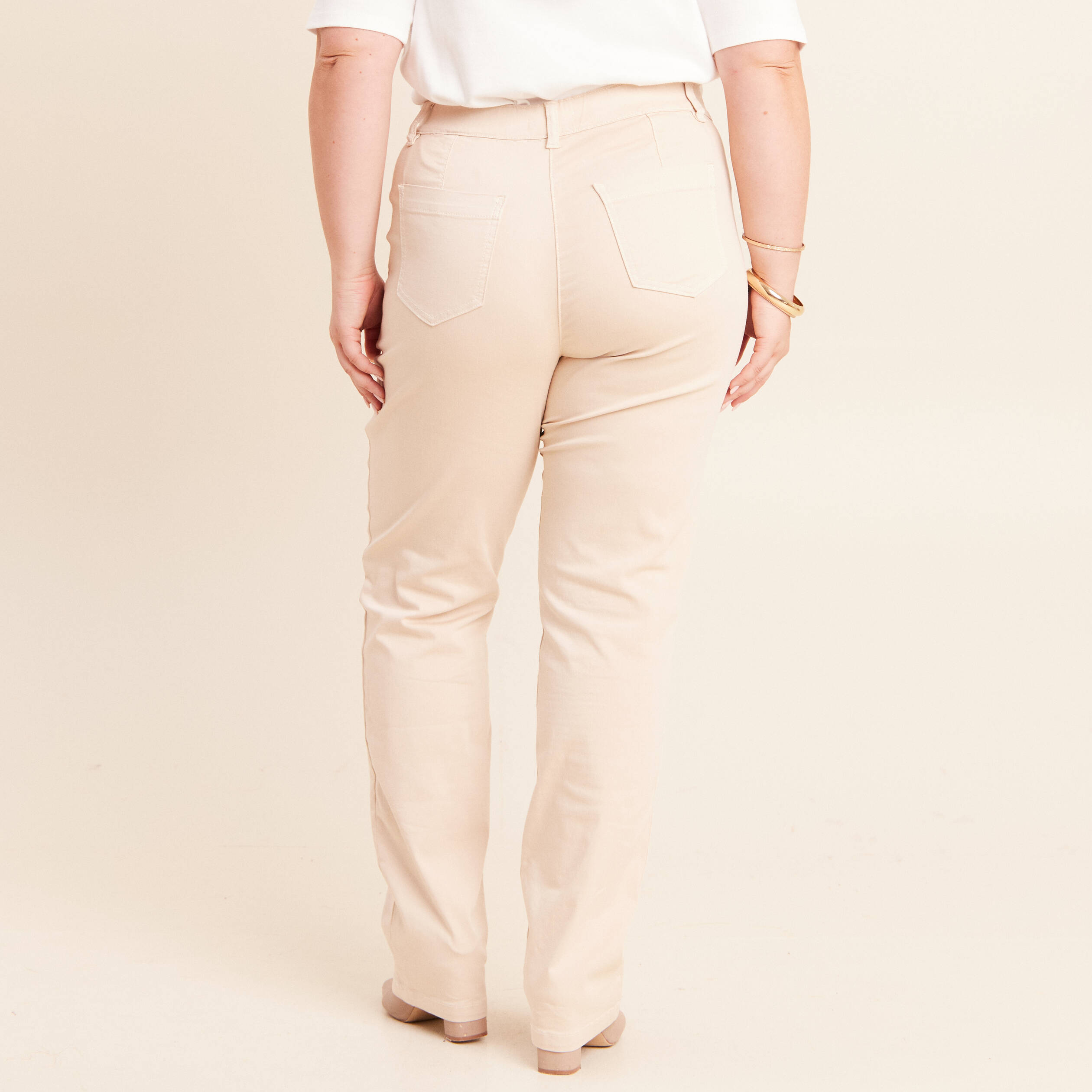 Pantalon coupe mom long ivoire femme