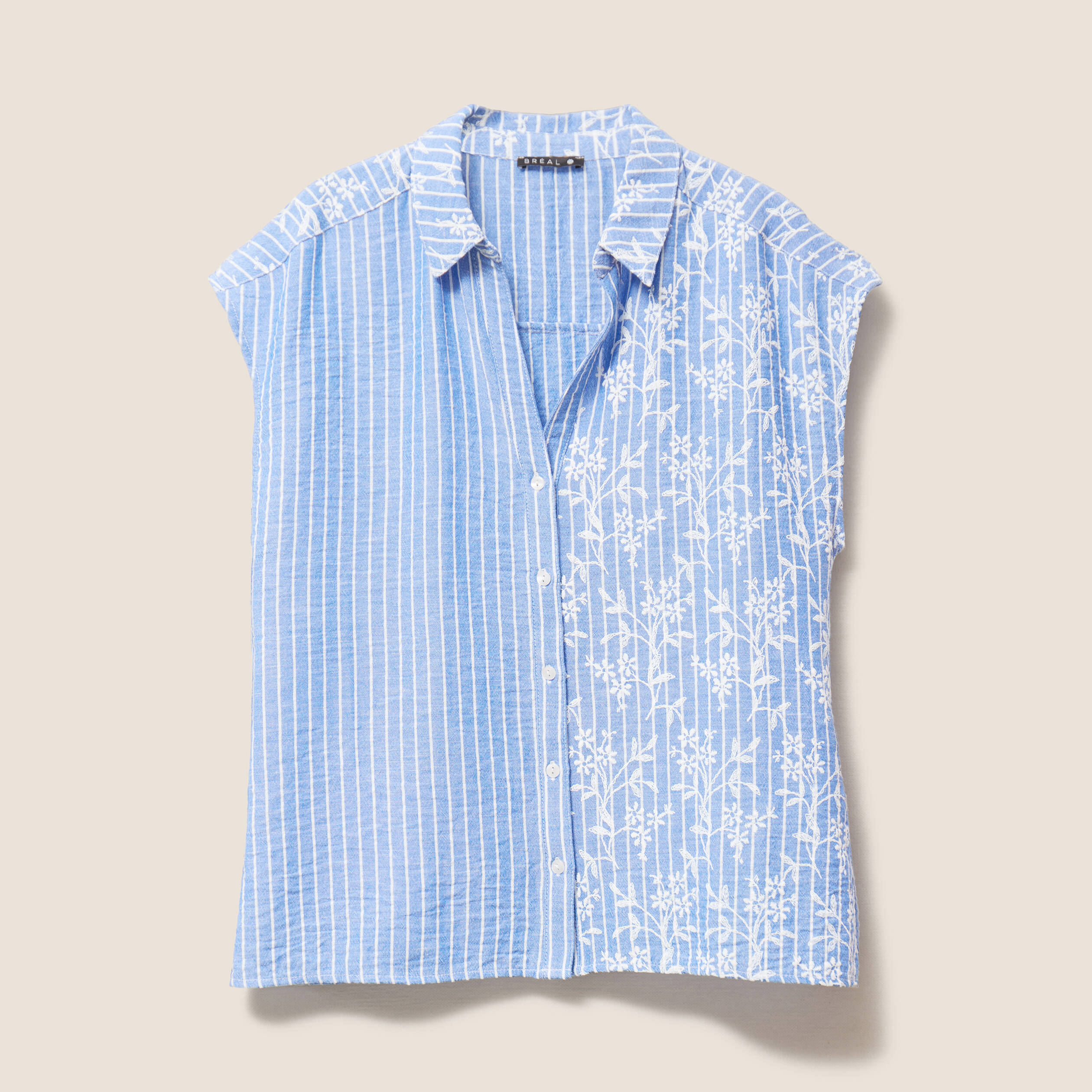 chemise droite courte manches courtes bleu clair femme Chemise droite courte manches courtes bleu clair femme