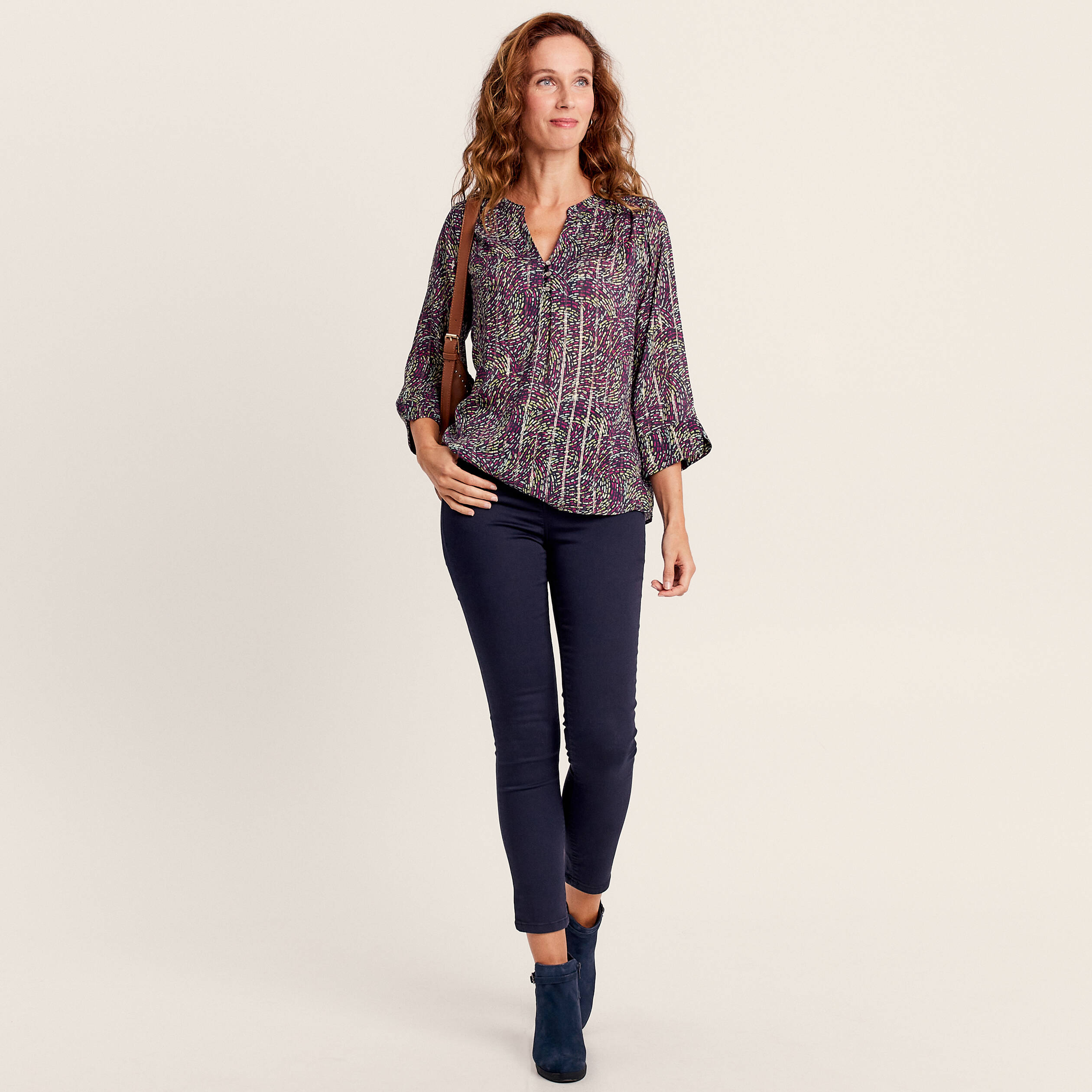 Blouse manches 3/4 multicolore femme