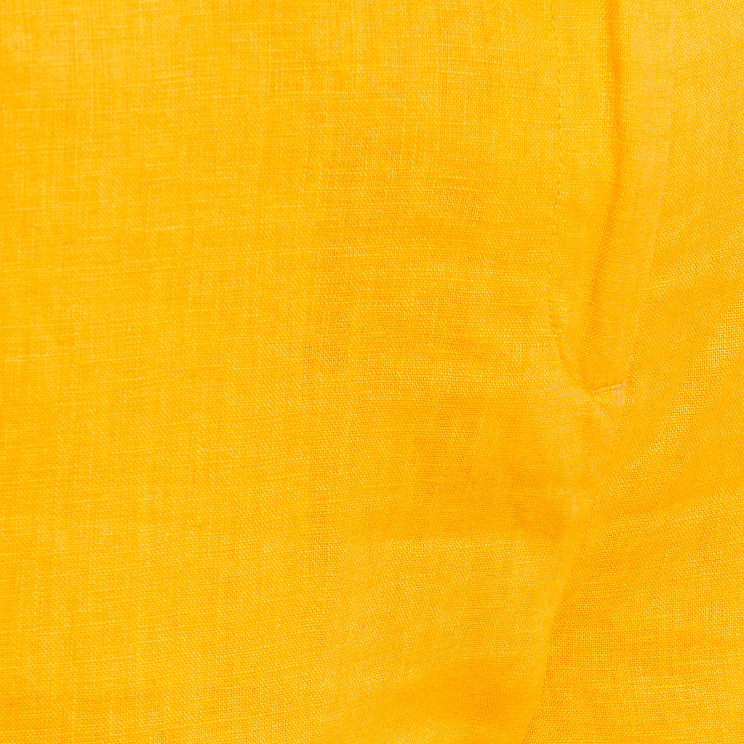 Pantalon coupe chino en lin ceintur&eacute; jaune or femme