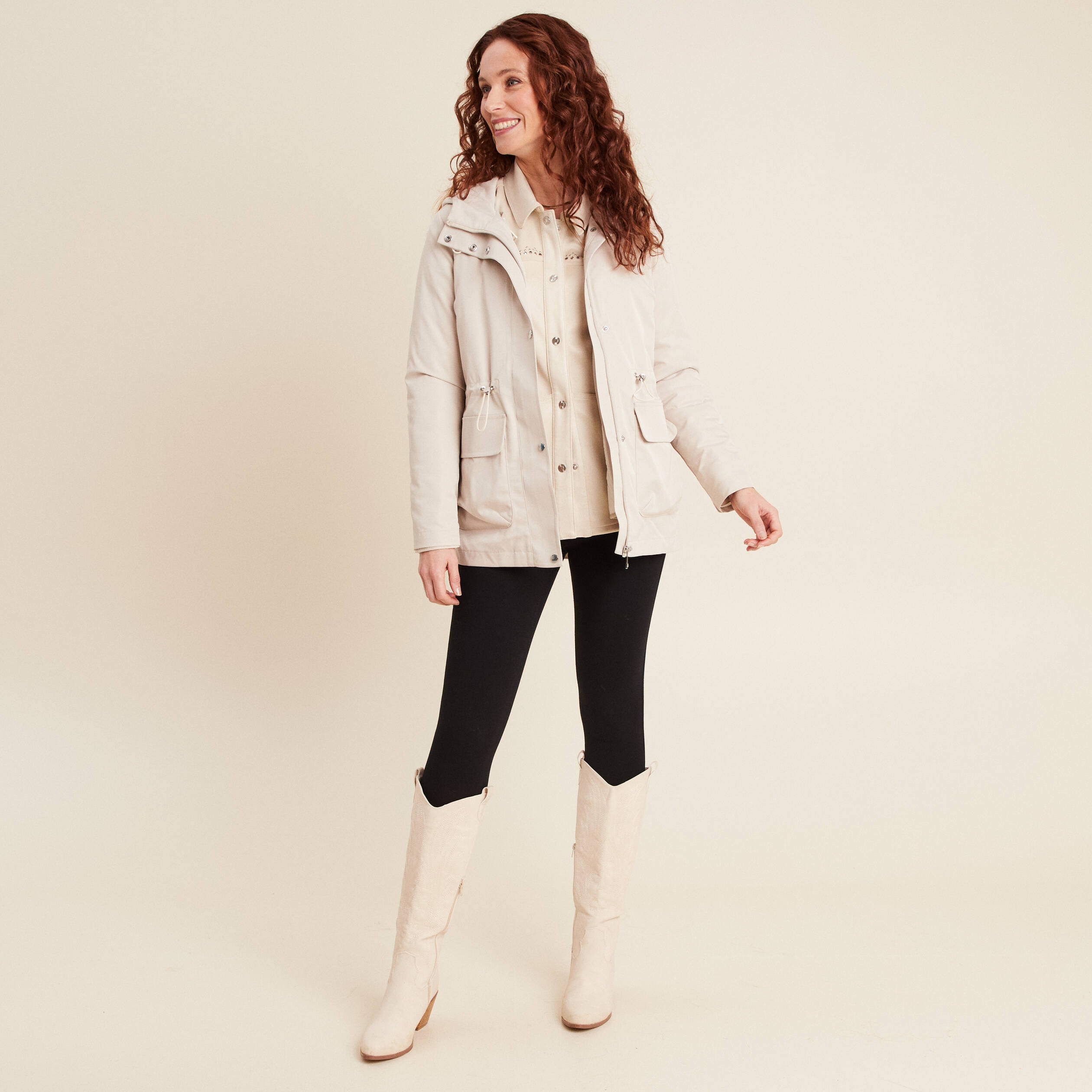 Parka &agrave; capuche sable femme