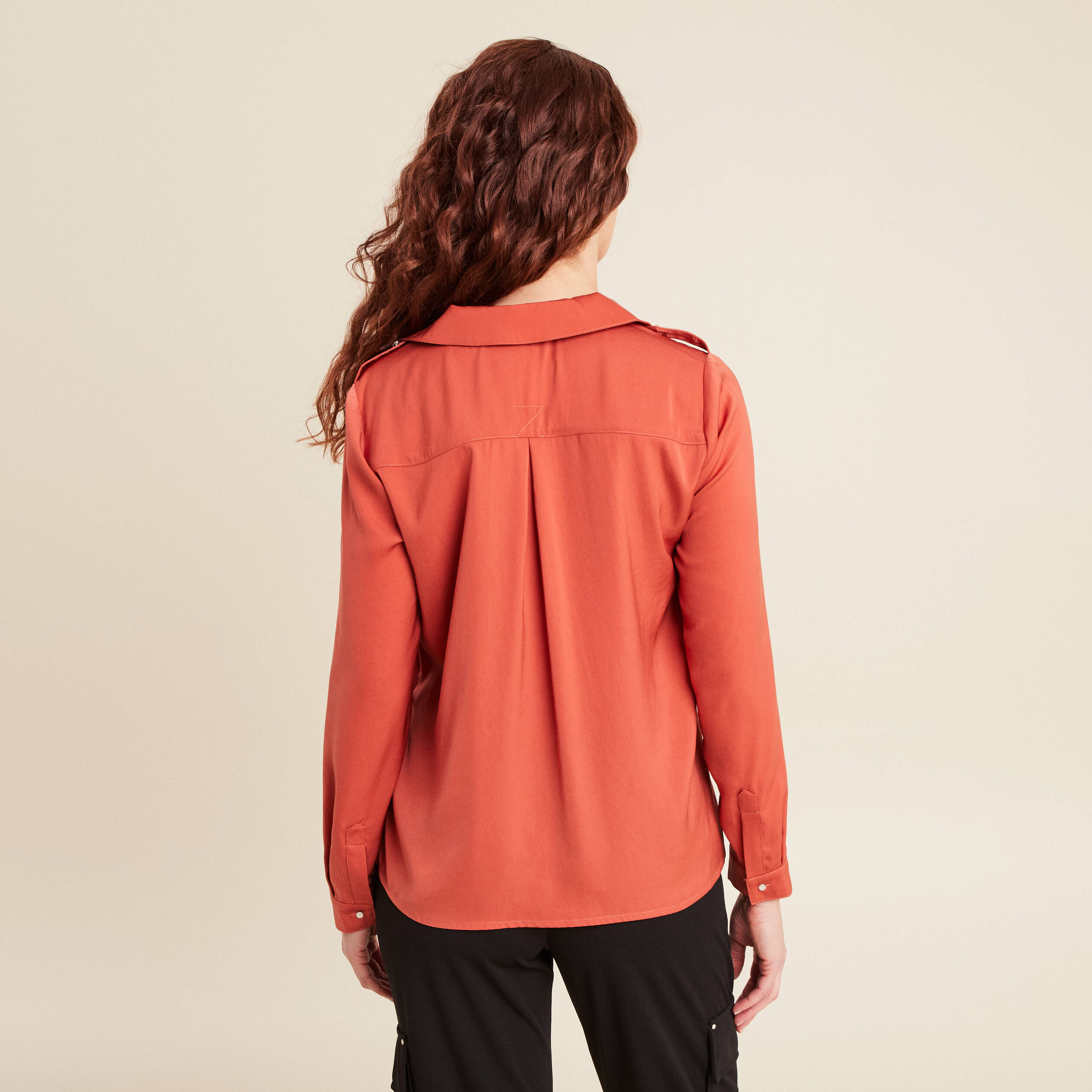 blouse manches longues satin vieux rose femme Blouse manches longues satin vieux rose femme