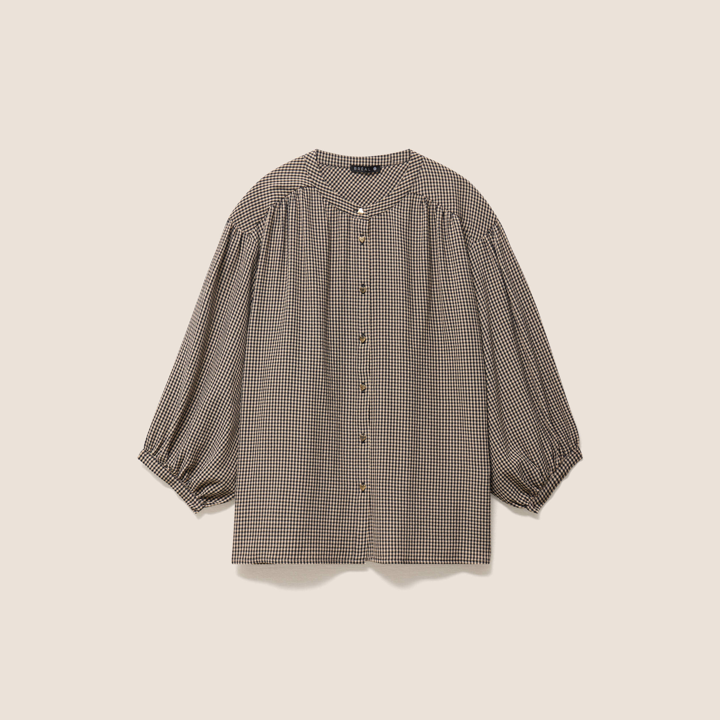Chemise ample col rond manches longues noir femme