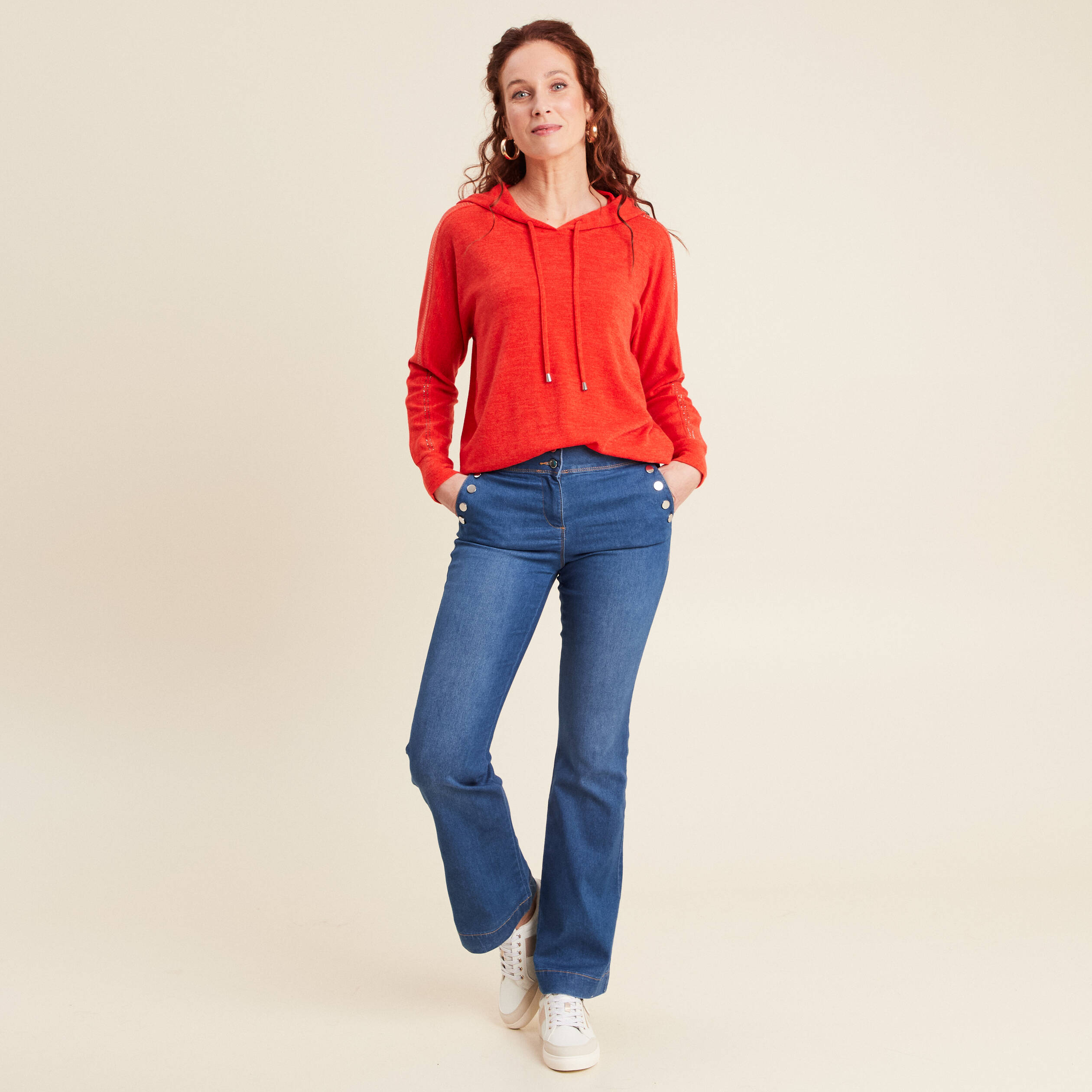 Sweat à capuche orange foncé femme