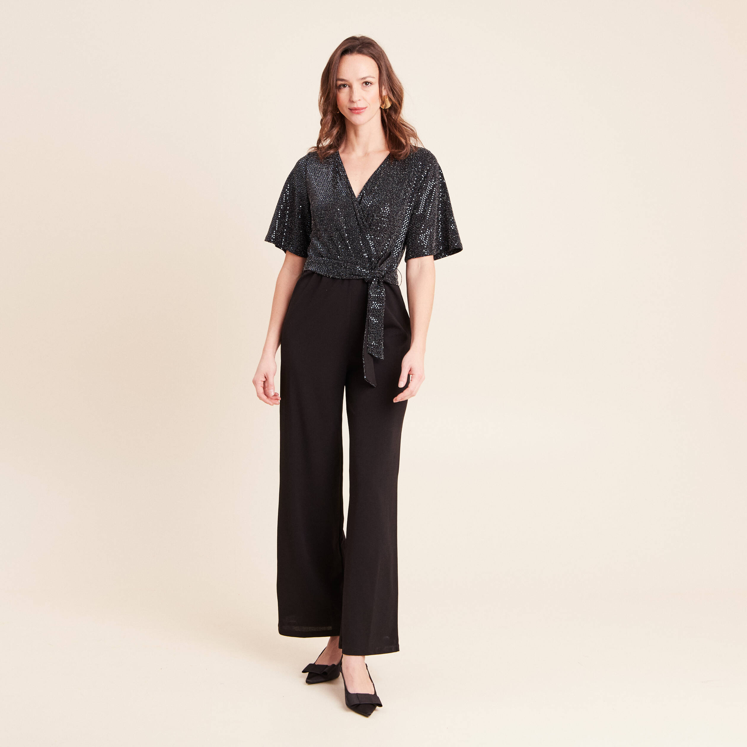Combinaison en maille bleu marine femme