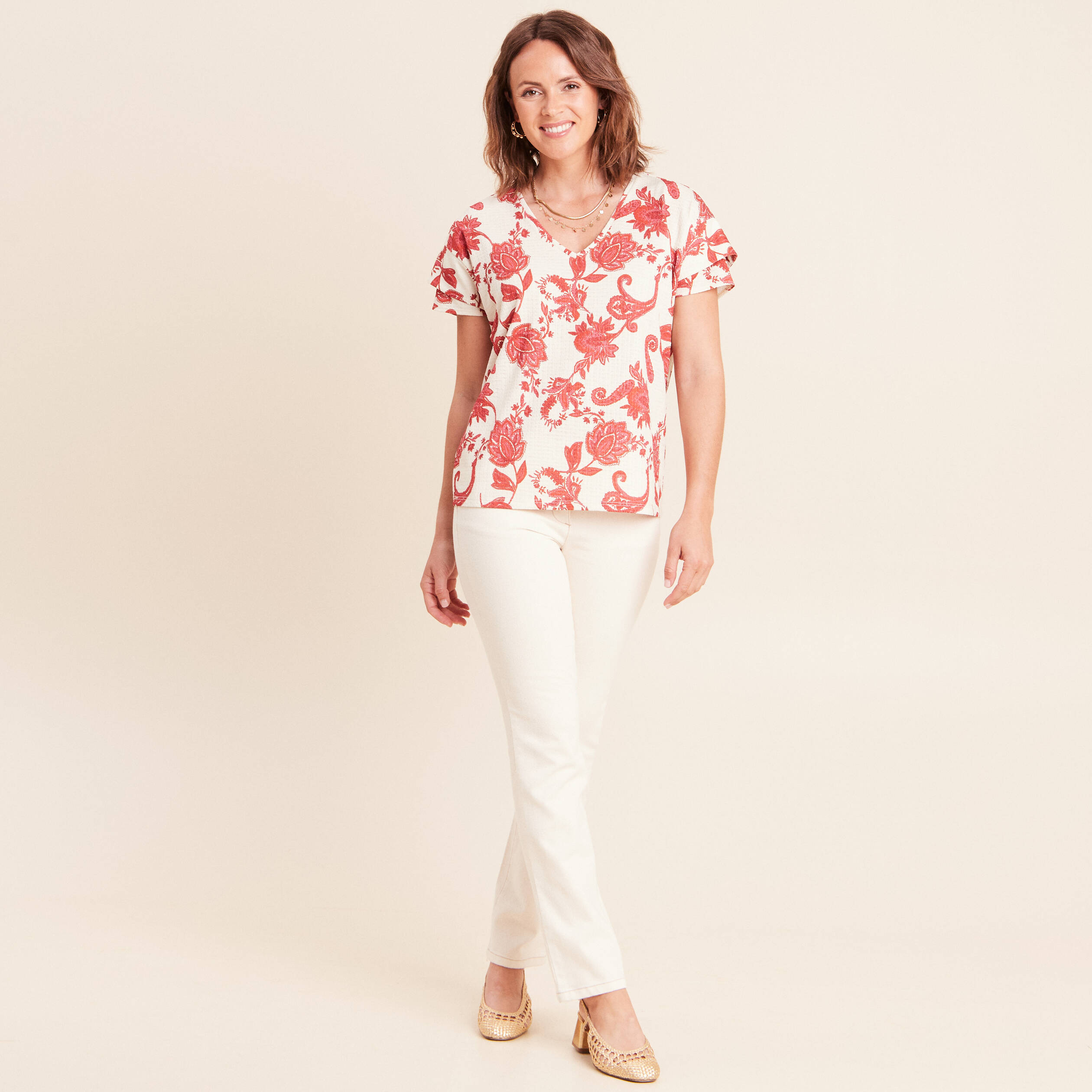 T-shirt manches courtes rose femme