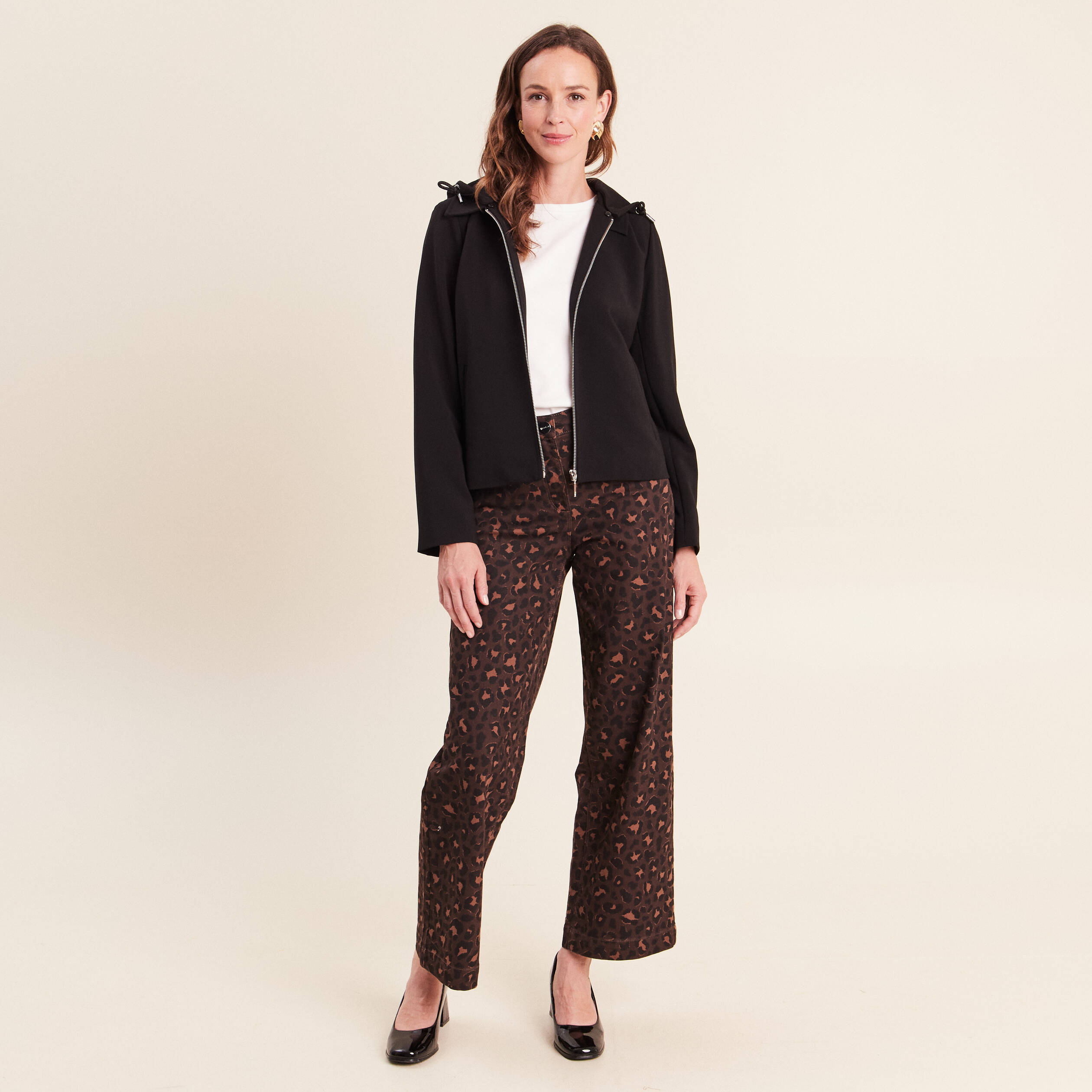 Veste manches longues capuche amovible noir femme