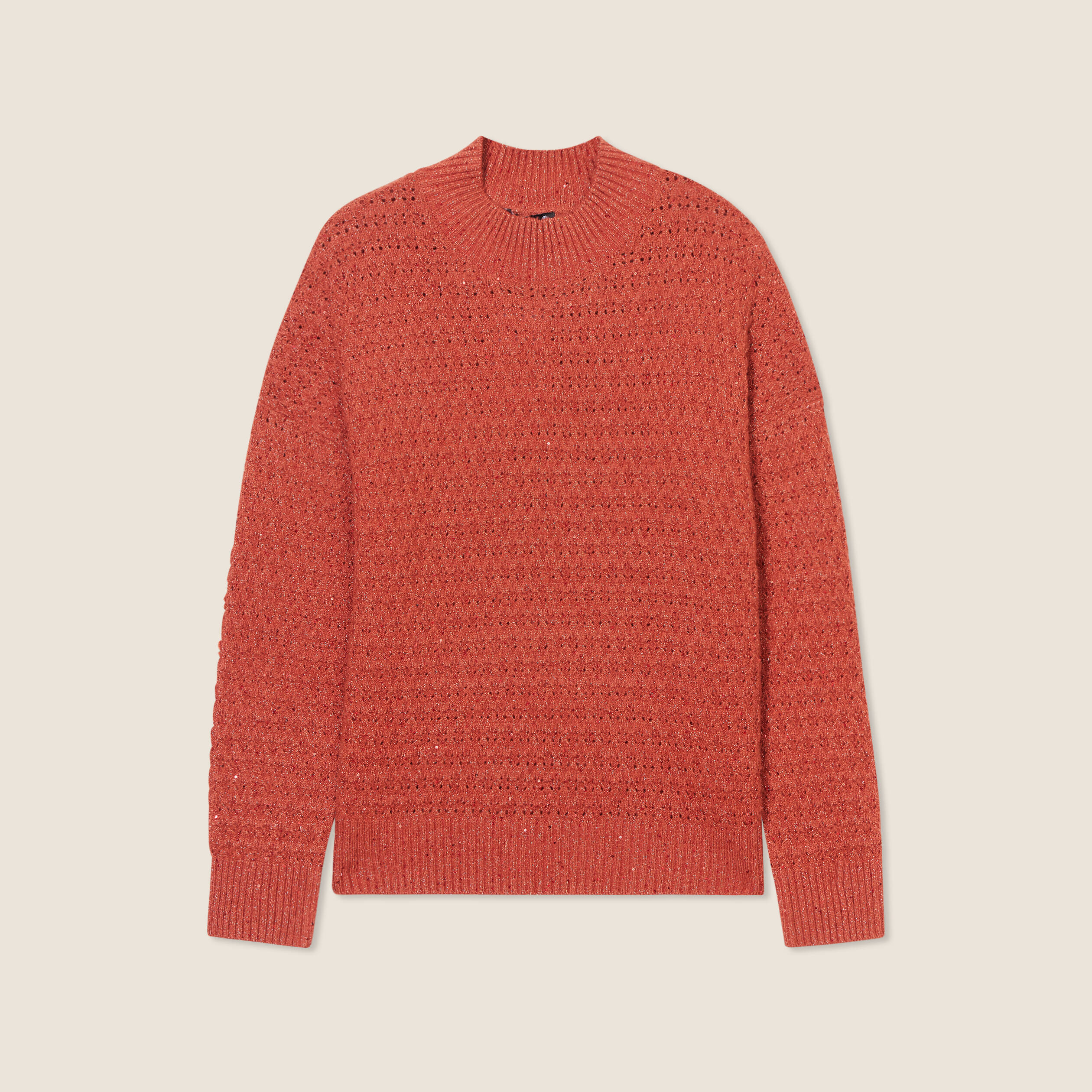 Pull manches longues sequins vieux rose femme
