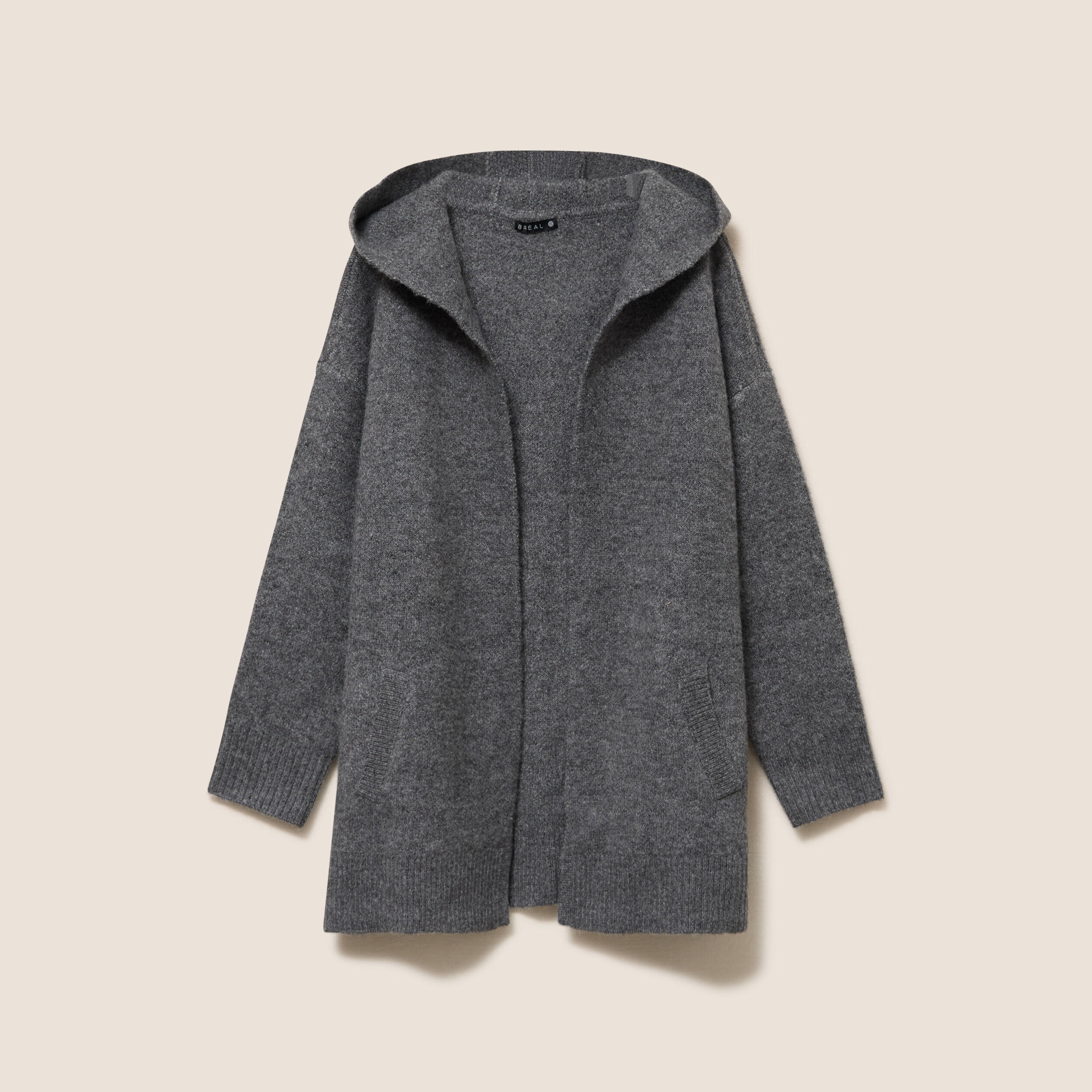 Gilet droit long gris fonc&eacute; femme