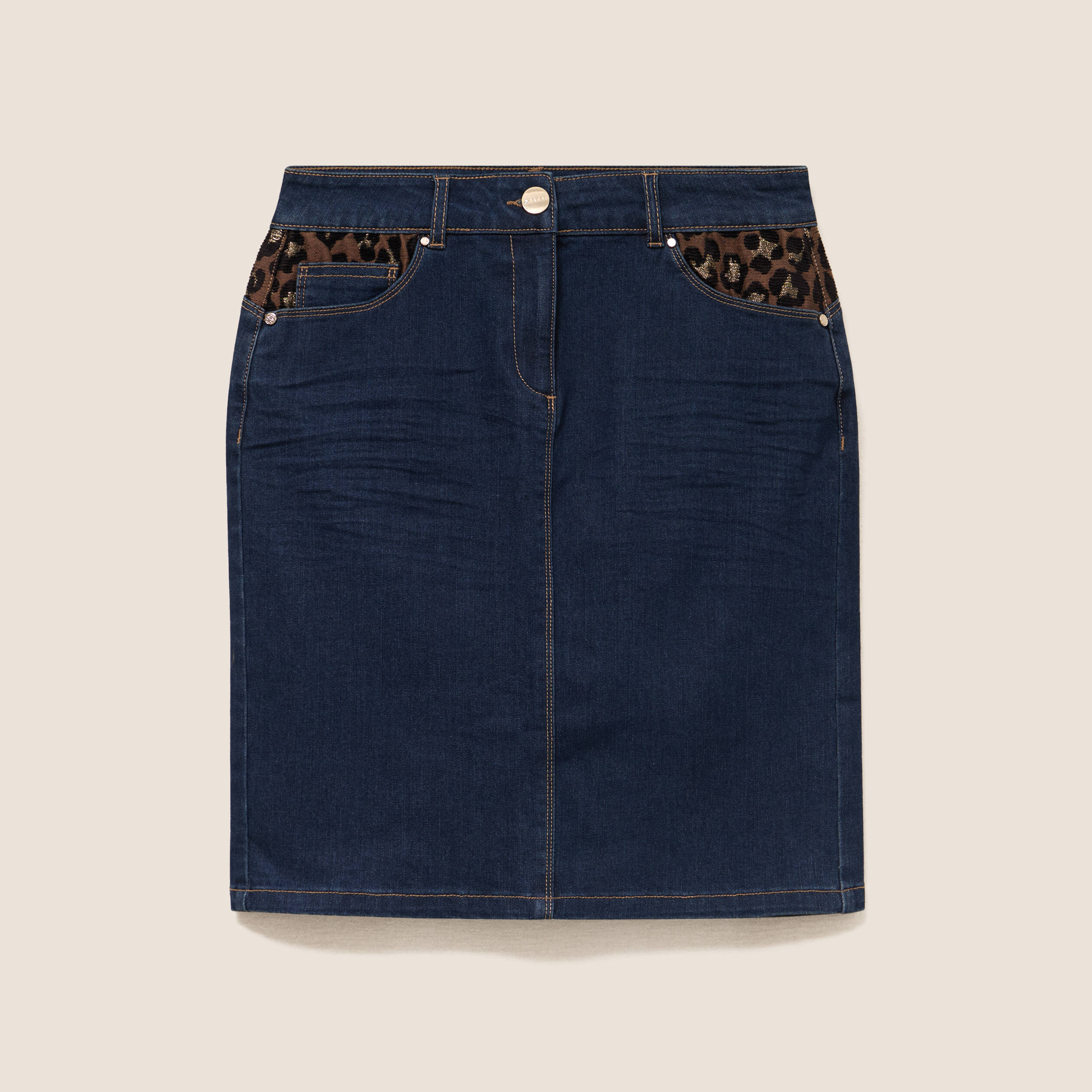 Jupe droite courte denim brut femme