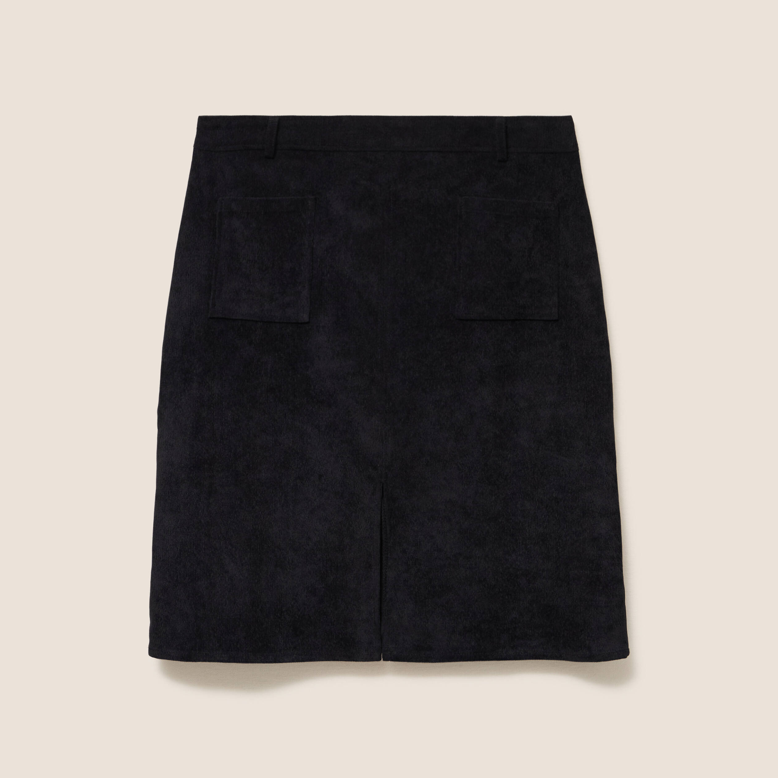 Jupe en velours longueur genoux noir femme