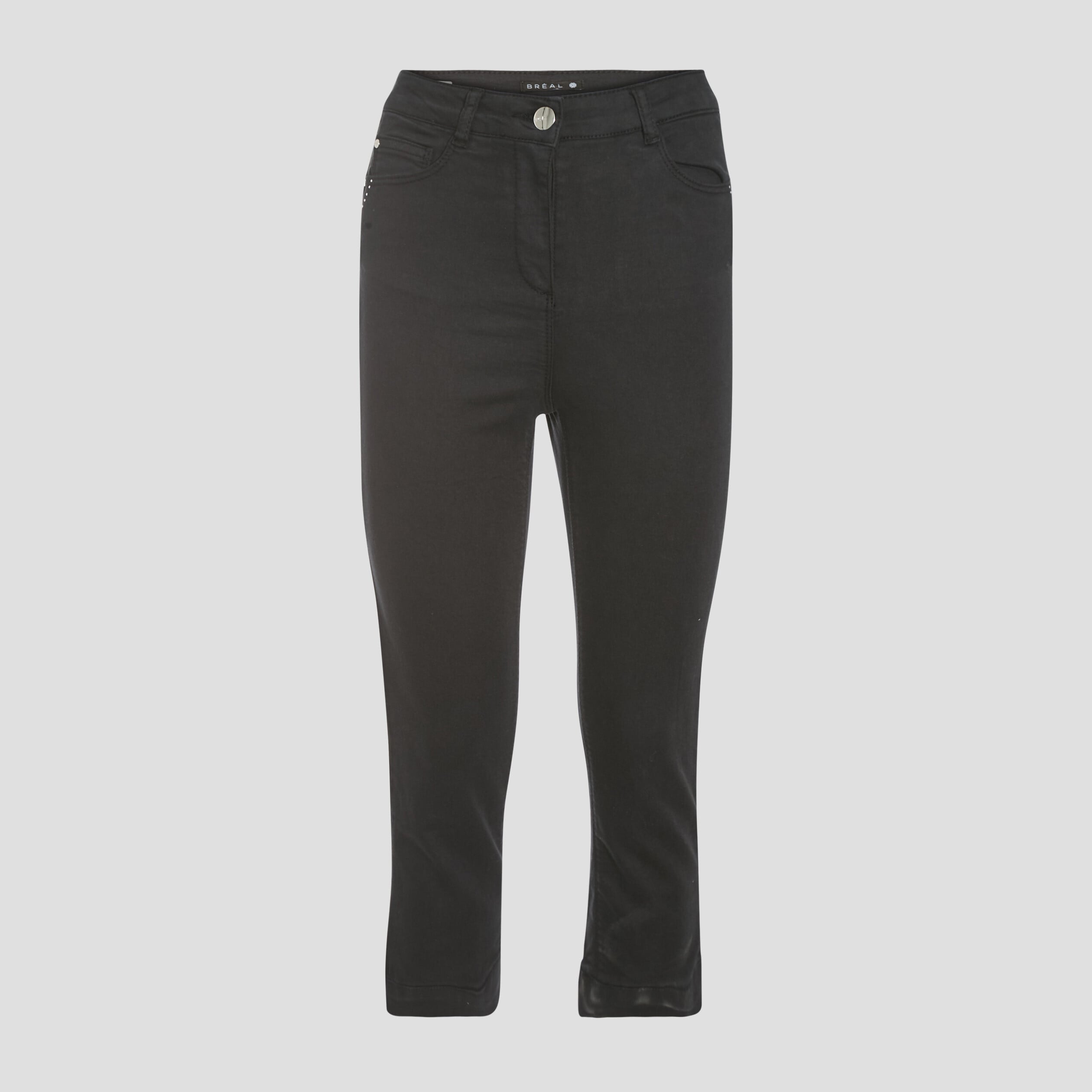 Pantacourt droit taille haute noir femme
