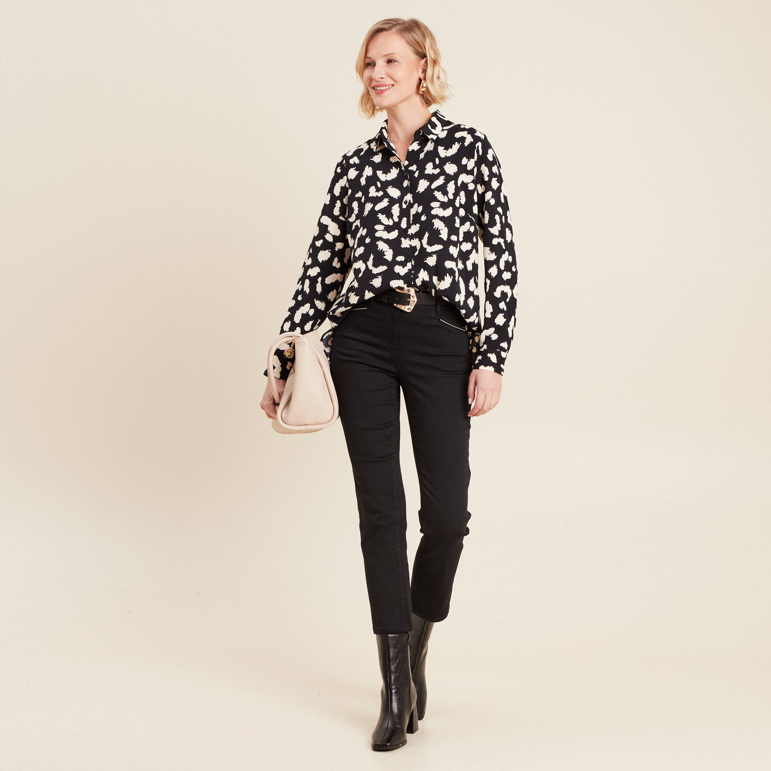 Chemise Femme Nine West Manches Longues Noire - Taille L, Occasion En Excellent état - Blouse Chic