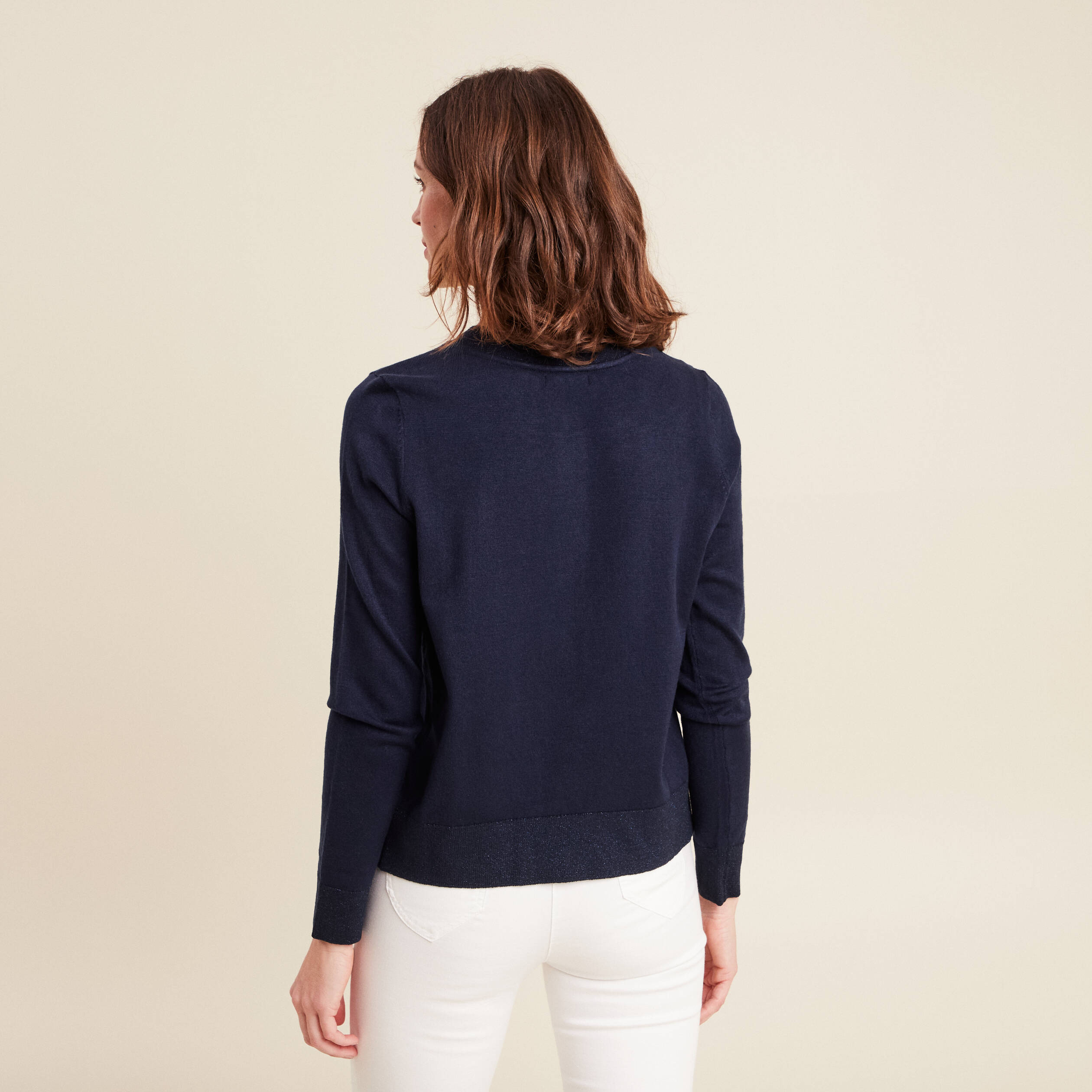 gilet col rond bleu marine femme Gilet col rond bleu marine femme