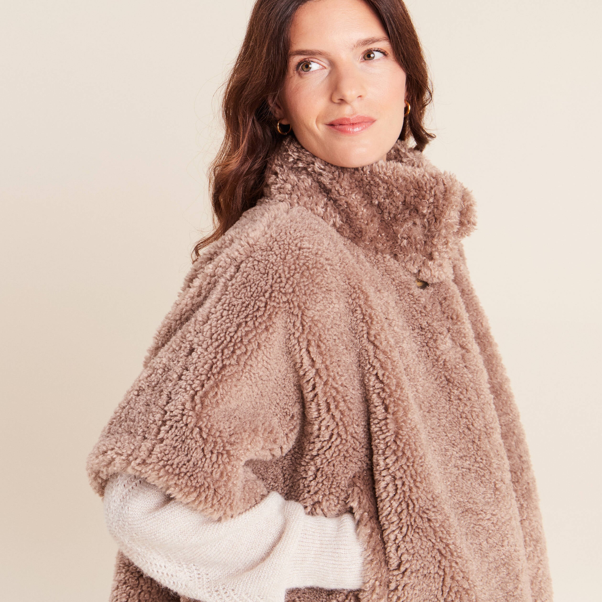 Poncho taupe femme
