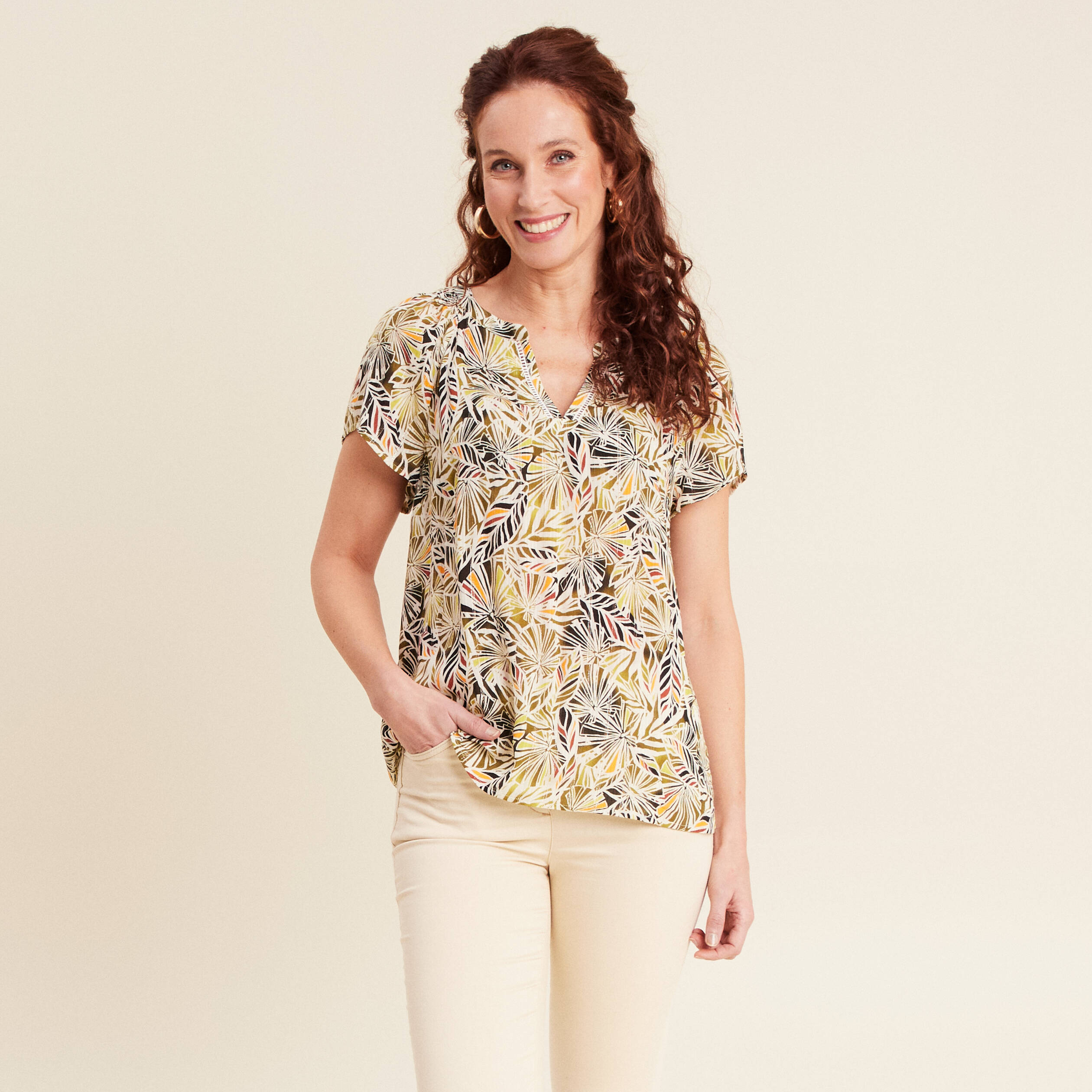blouse manches courtes vert femme Blouse manches courtes vert femme