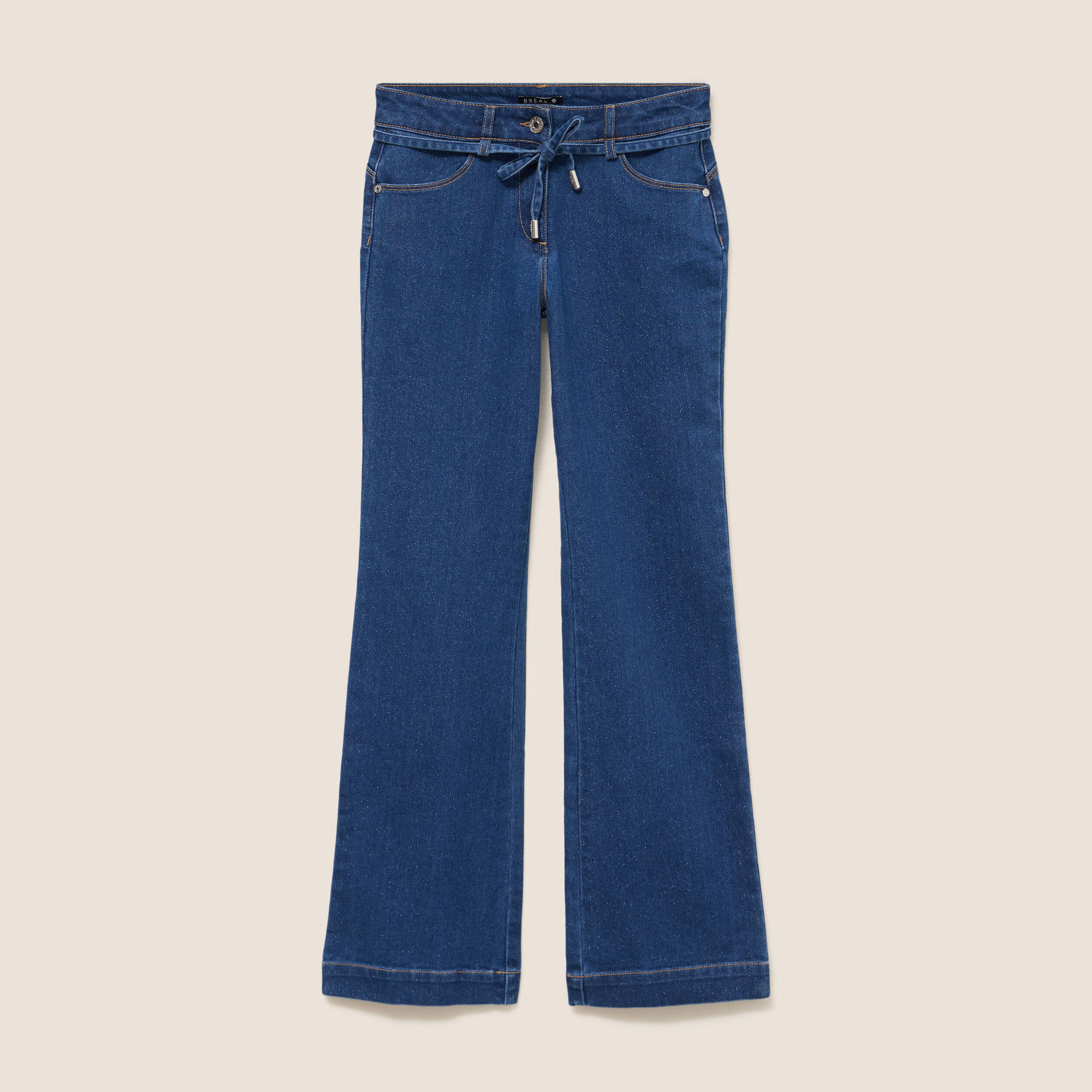 Jean coupe bootcut taille bascul&eacute;e denim stone femme