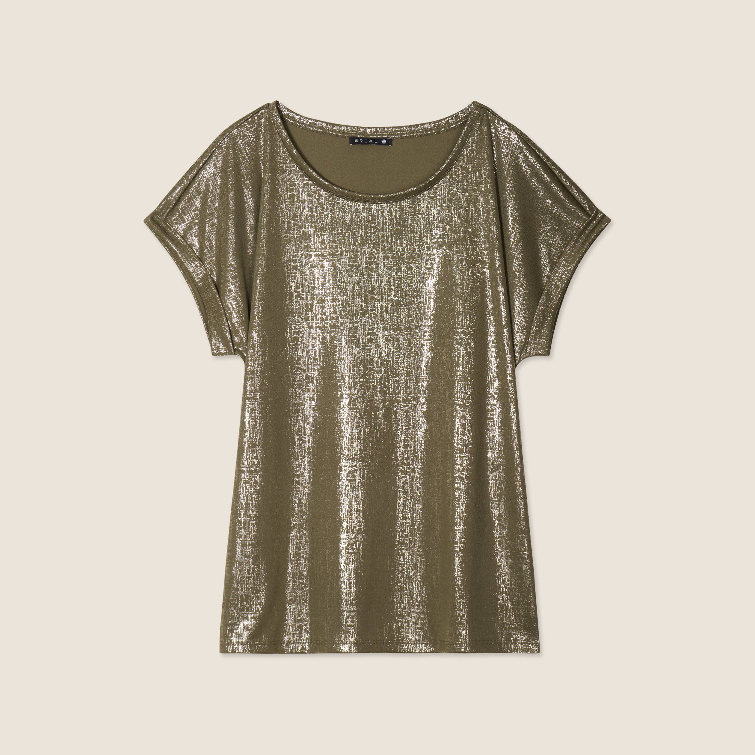 T-shirt manches courtes vert olive femme