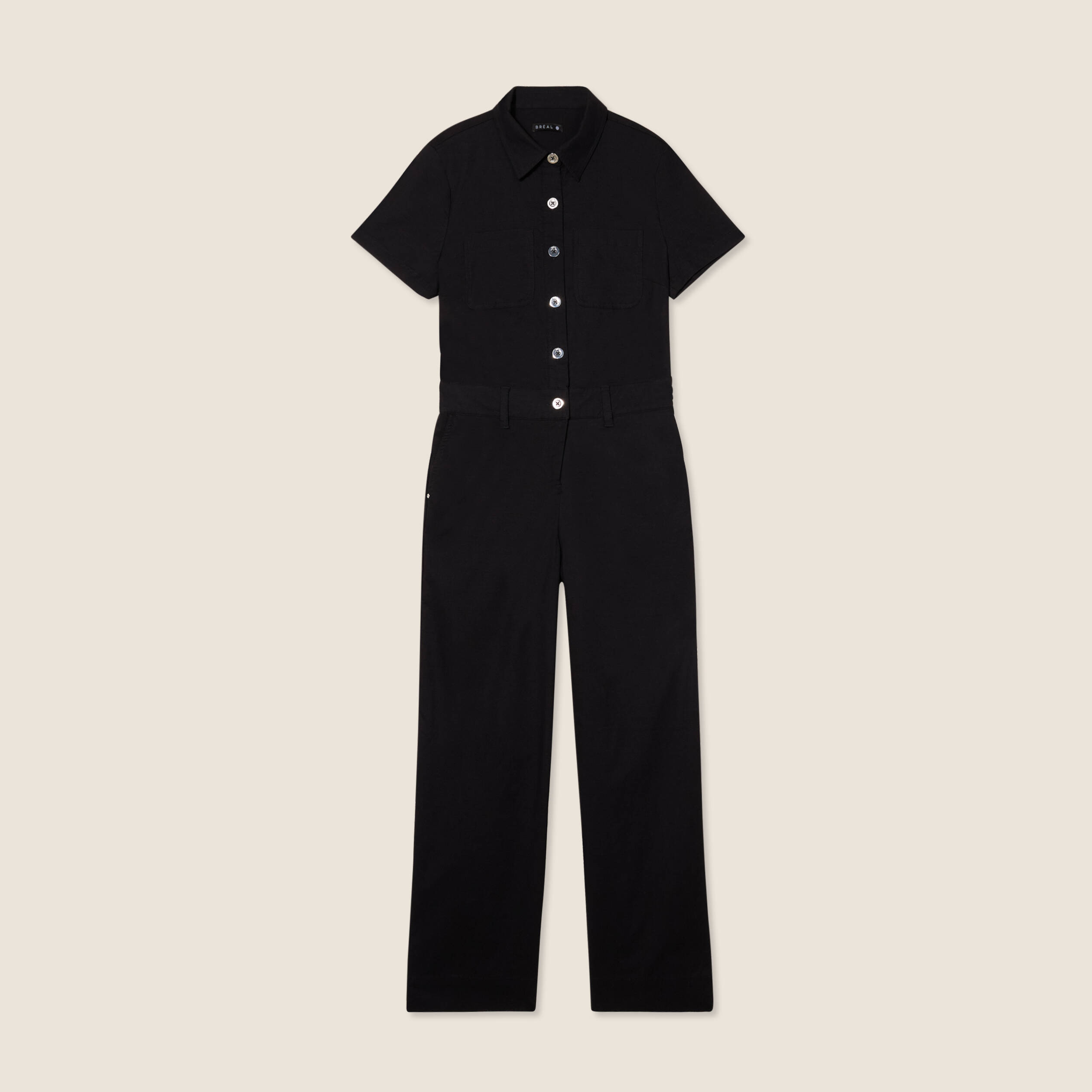 Combinaison pantalon boutonnée noir femme