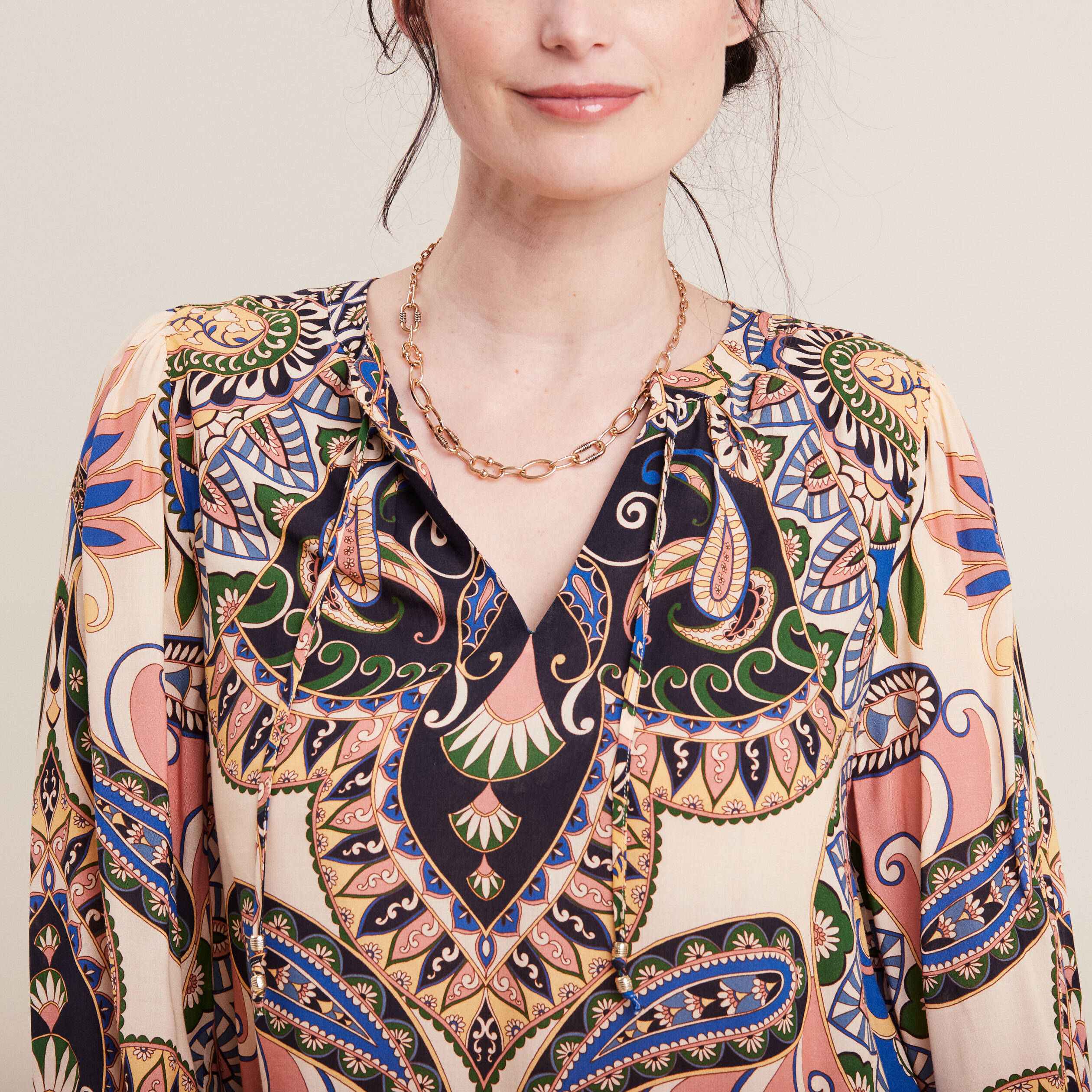 Blouse manches longues bleu femme