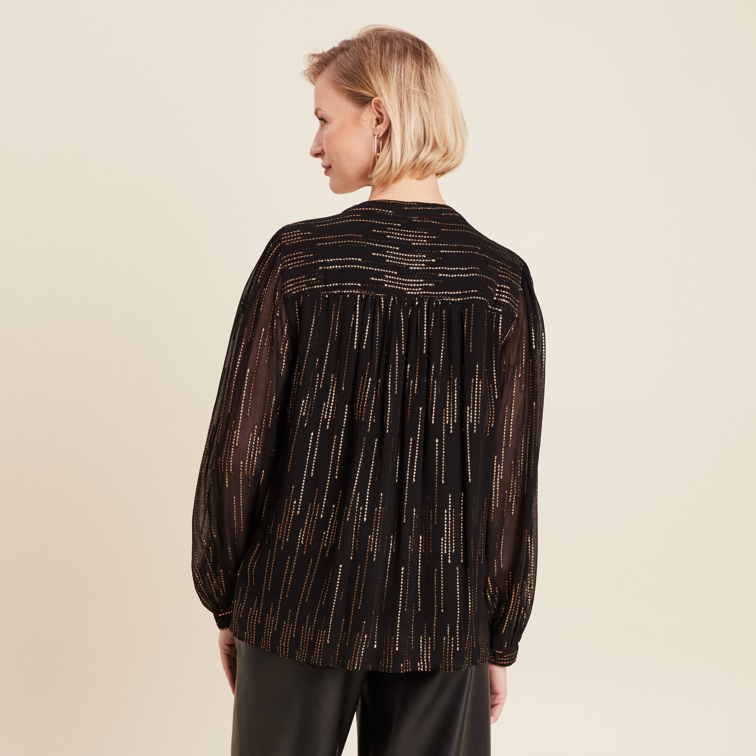 Blouse manches longues couleur or femme