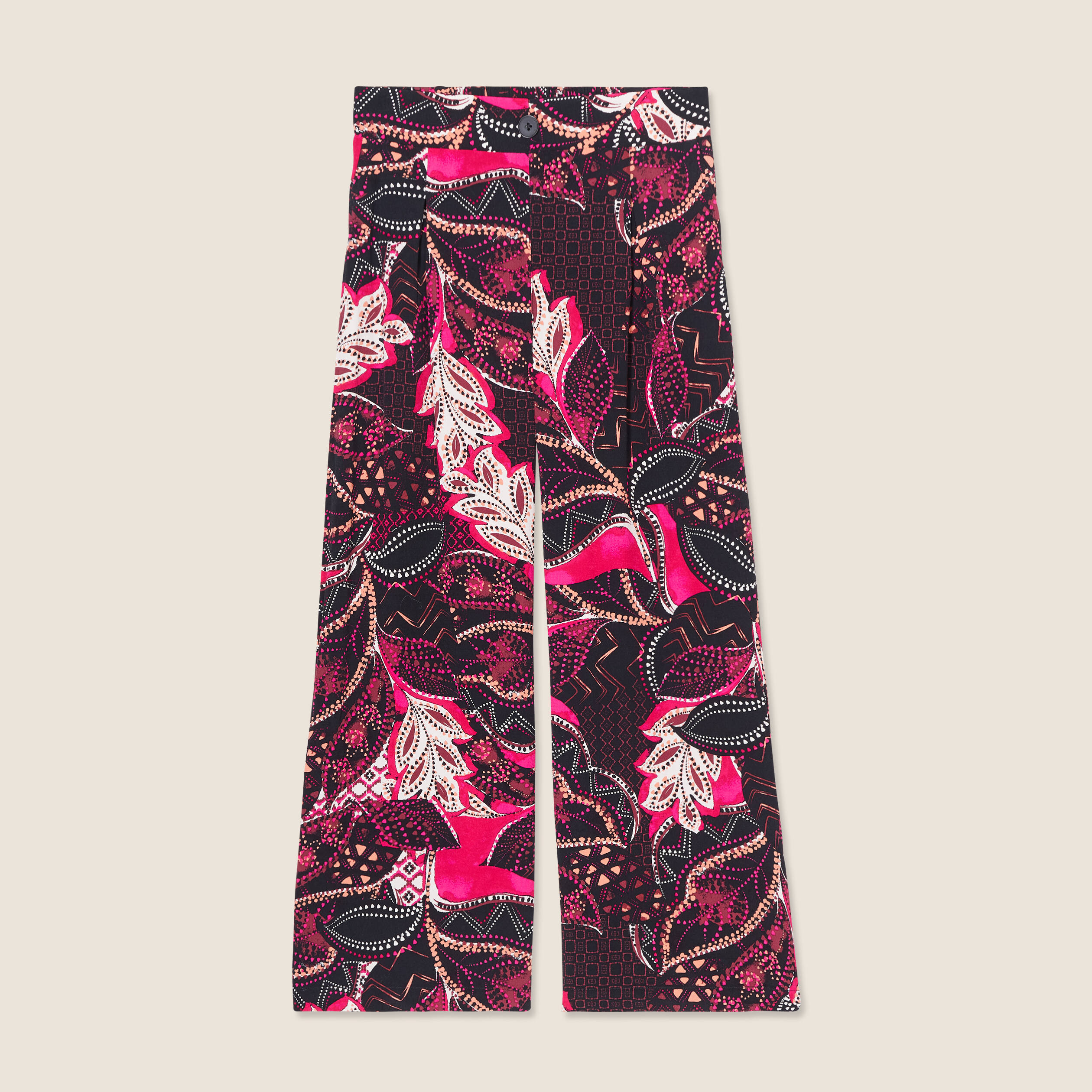 Pantalon flou large 7/8ème noir femme