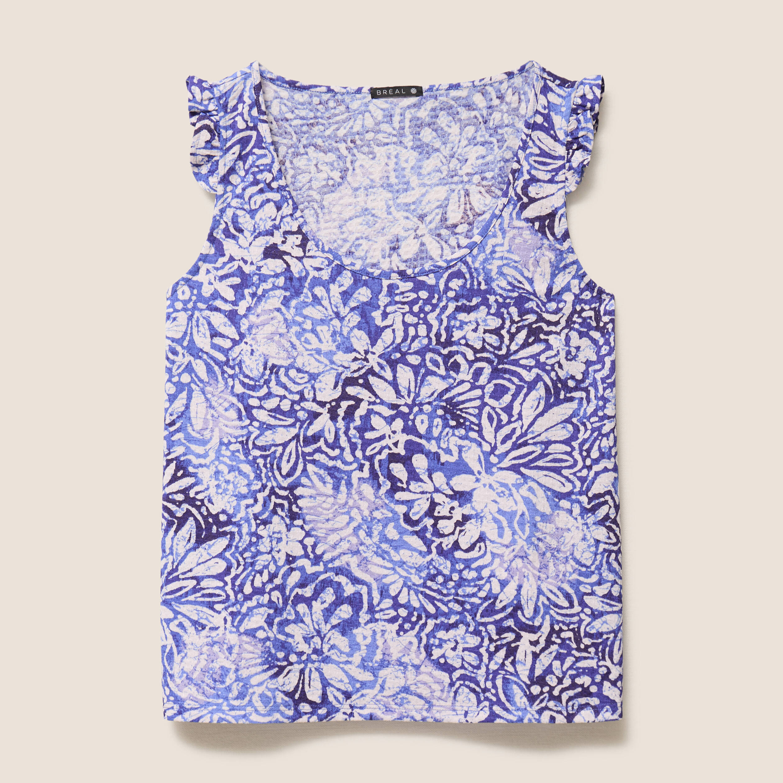D&eacute;bardeur d&eacute;tails de volants bleu femme