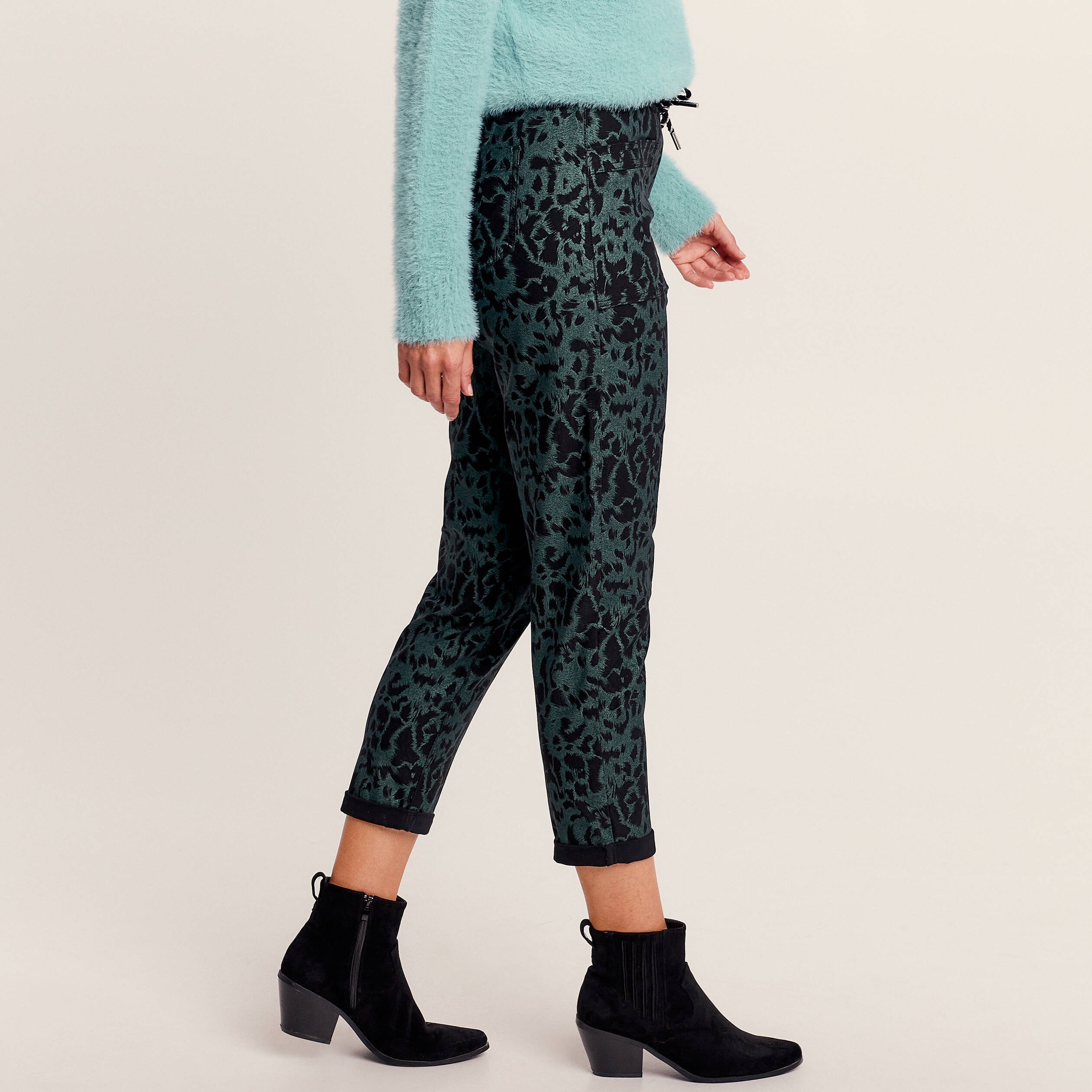 Pantalon décontracté vert kaki femme